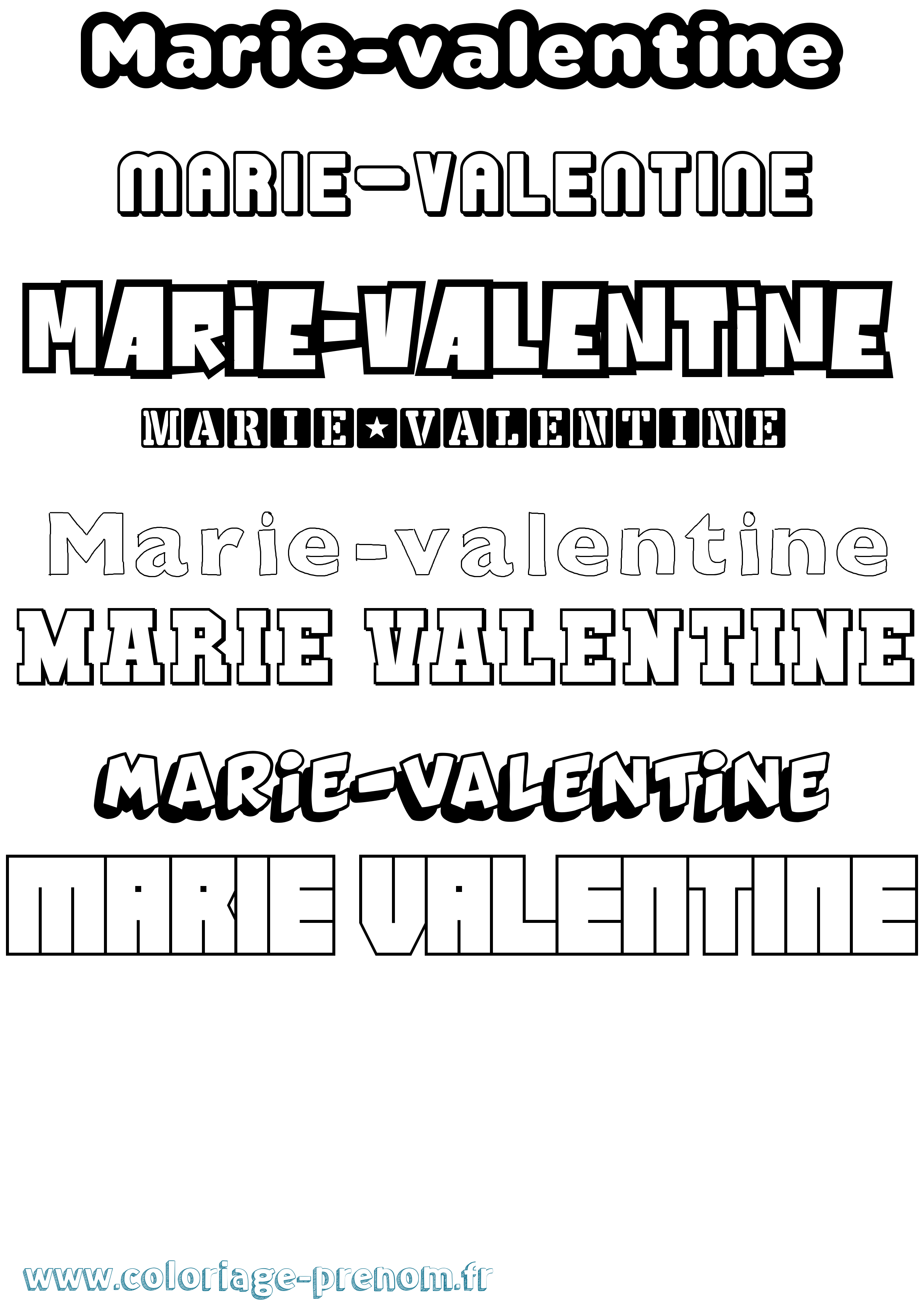 Coloriage Marie-Valentine Simple Coloriage prénom Marie-Valentine Simple