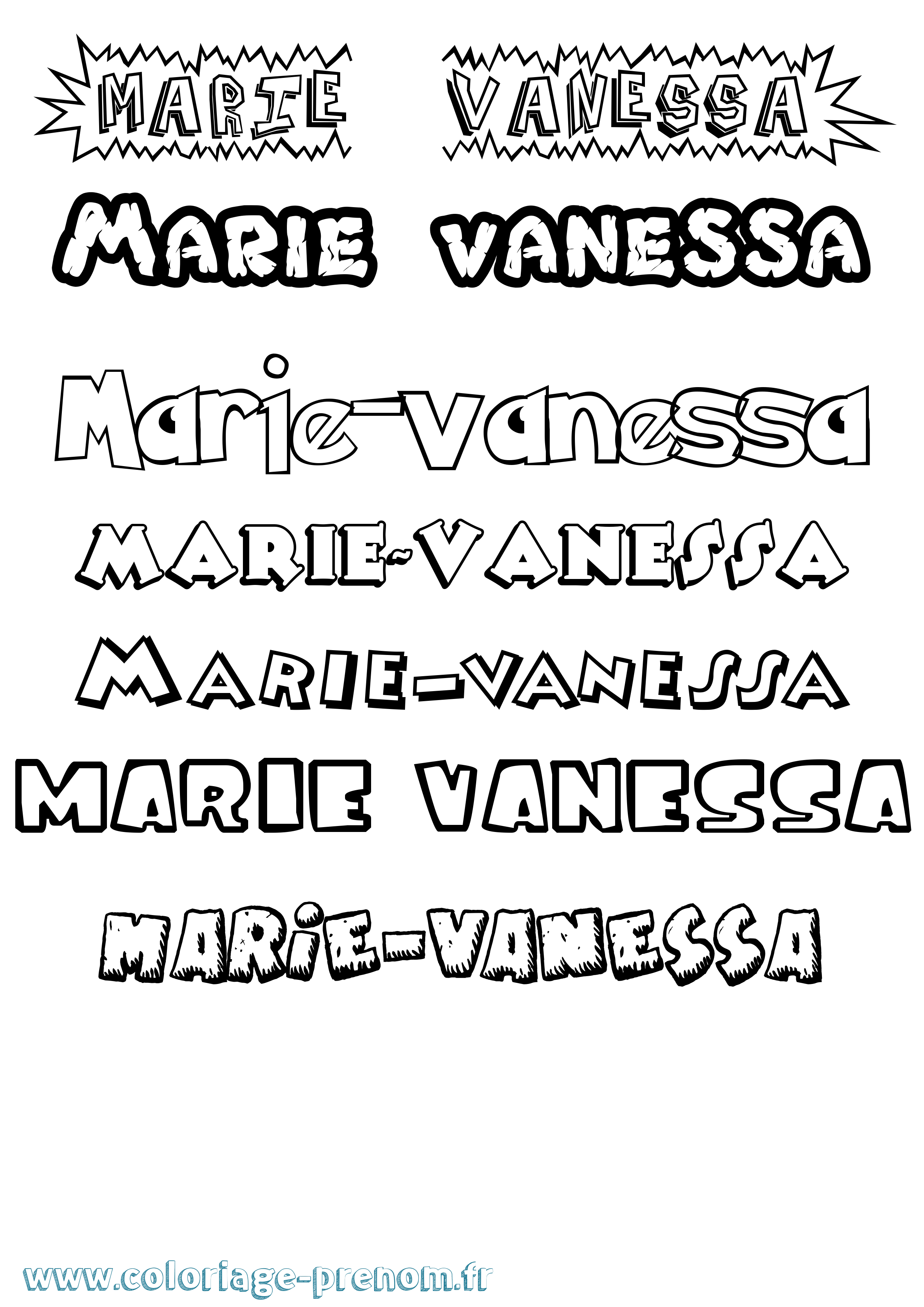 Coloriage Marie-Vanessa Dessin Animé Coloriage prénom Marie-Vanessa Dessin Animé
