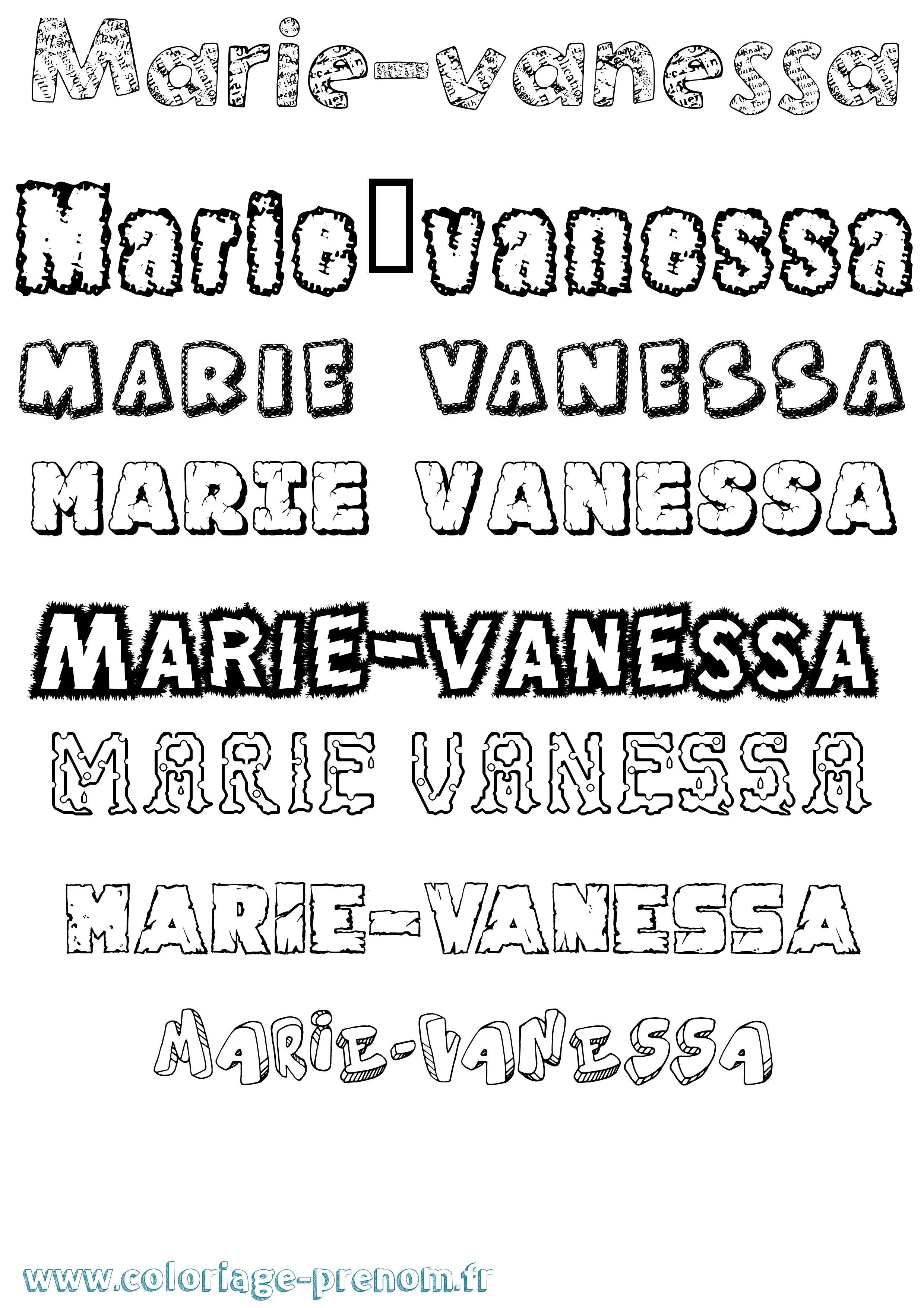 Coloriage Marie-Vanessa Destructuré Coloriage prénom Marie-Vanessa Destructuré
