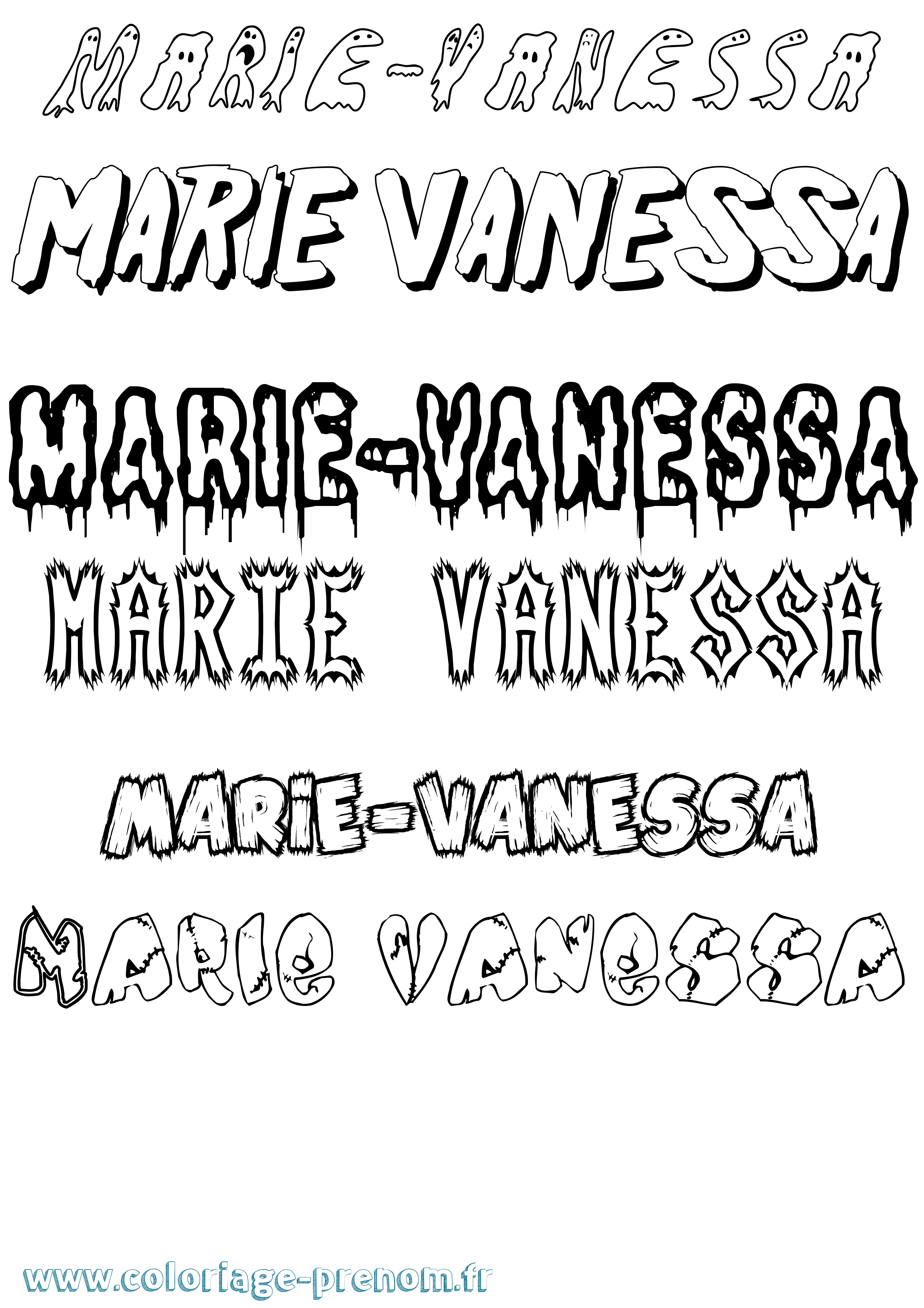 Coloriage Marie-Vanessa Frisson Coloriage prénom Marie-Vanessa Frisson