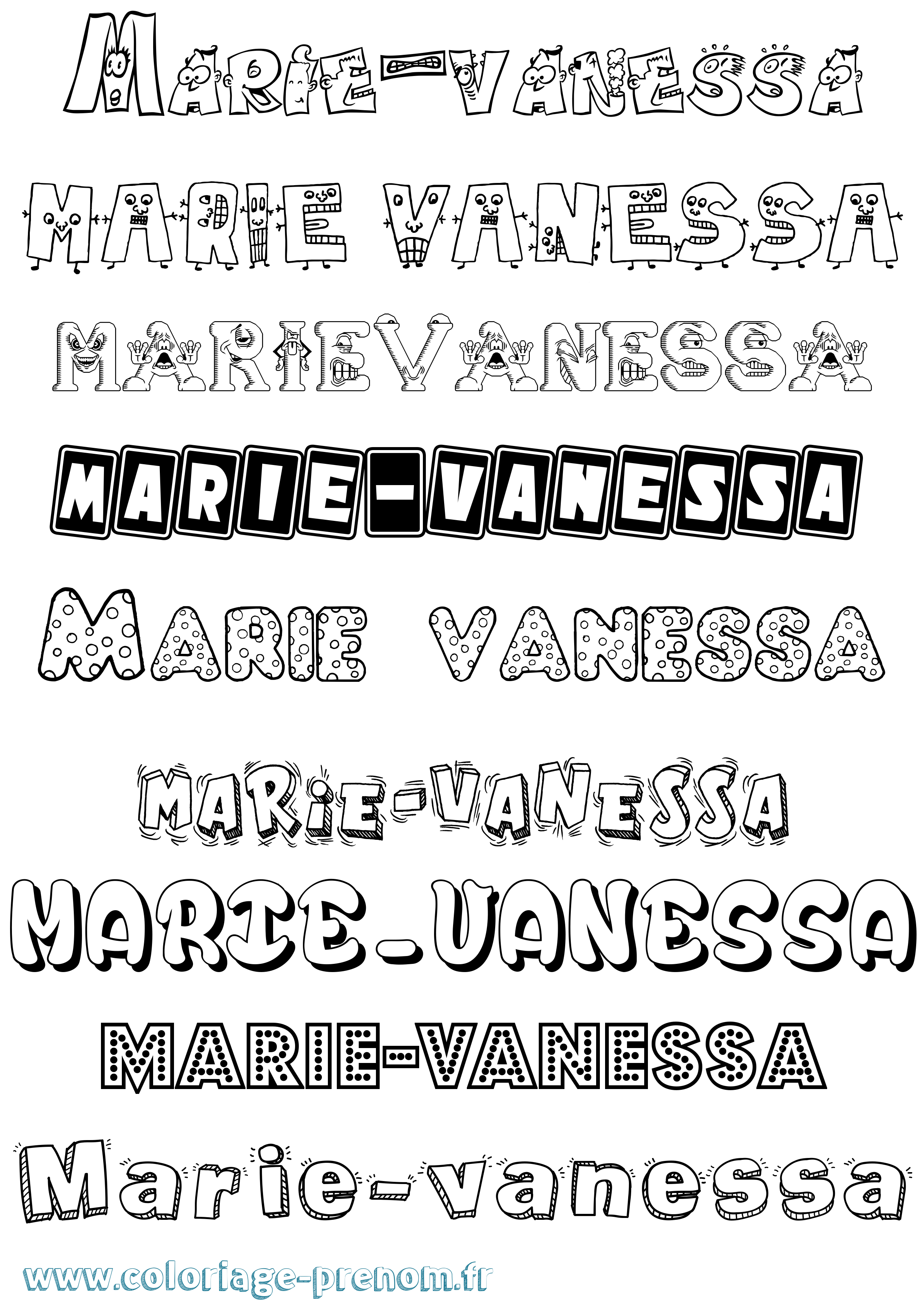 Coloriage Marie-Vanessa Fun Coloriage prénom Marie-Vanessa Fun