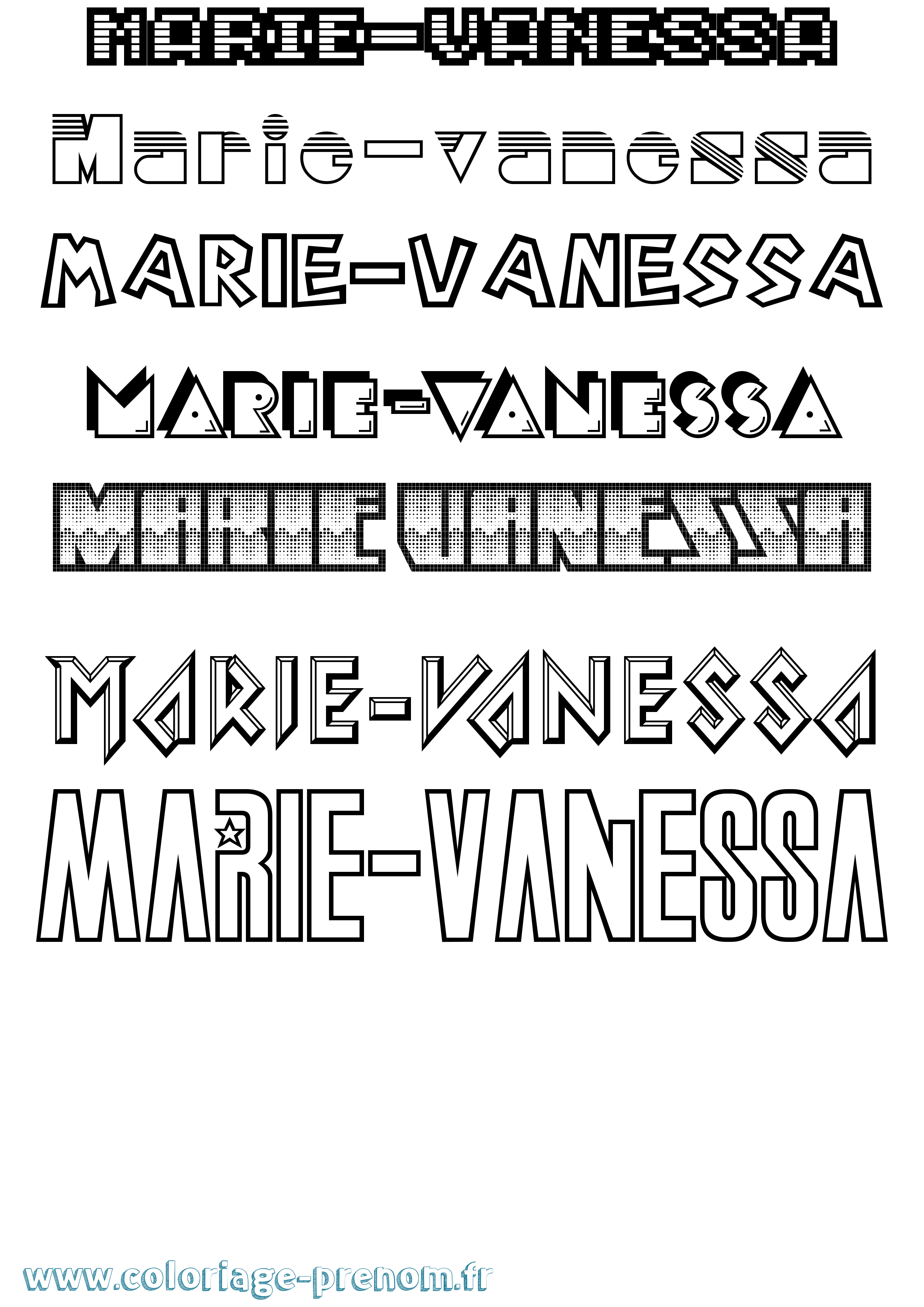 Coloriage Marie-Vanessa Jeux Vidéos Coloriage prénom Marie-Vanessa Jeux Vidéos