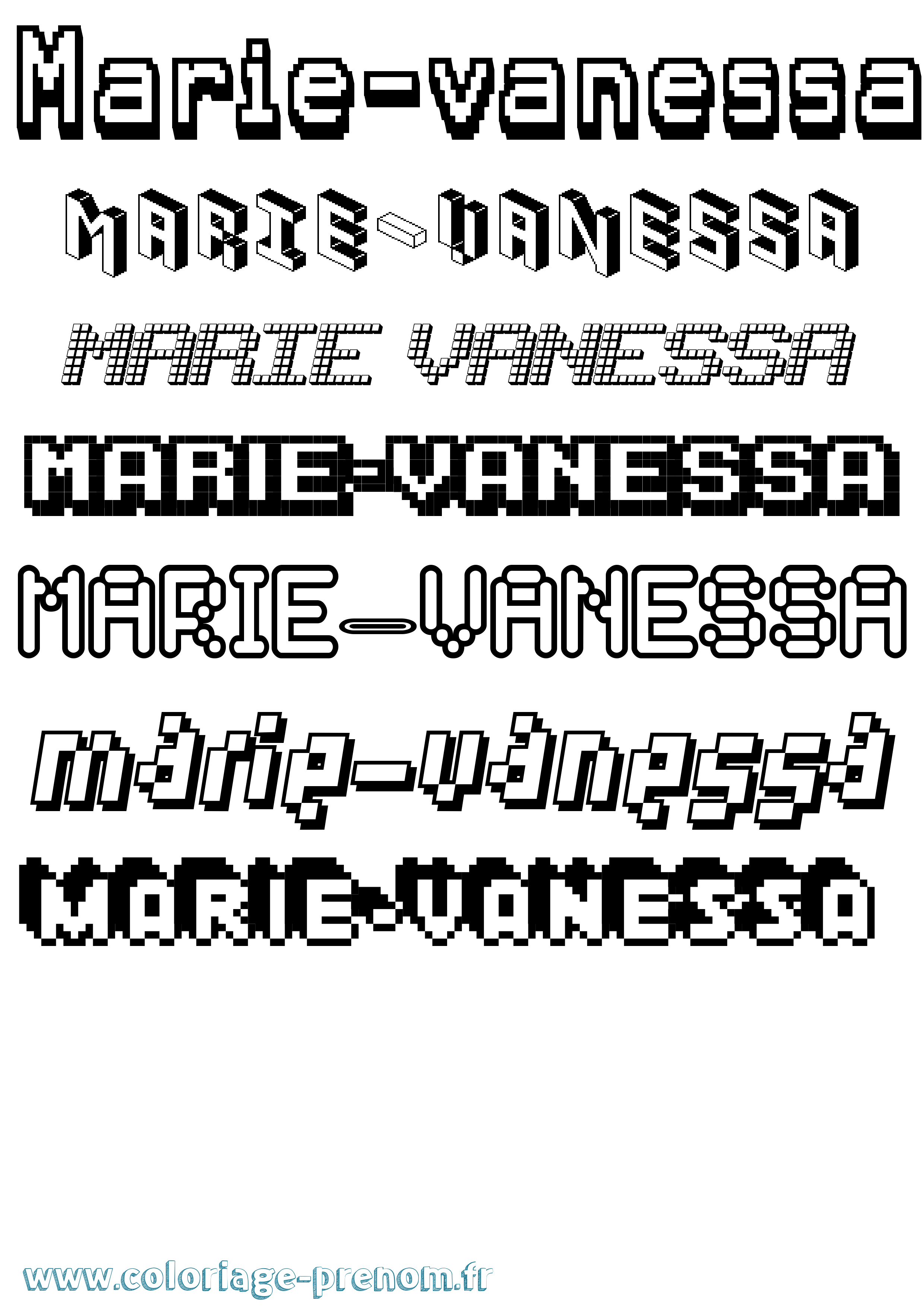 Coloriage Marie-Vanessa Pixel Coloriage prénom Marie-Vanessa Pixel