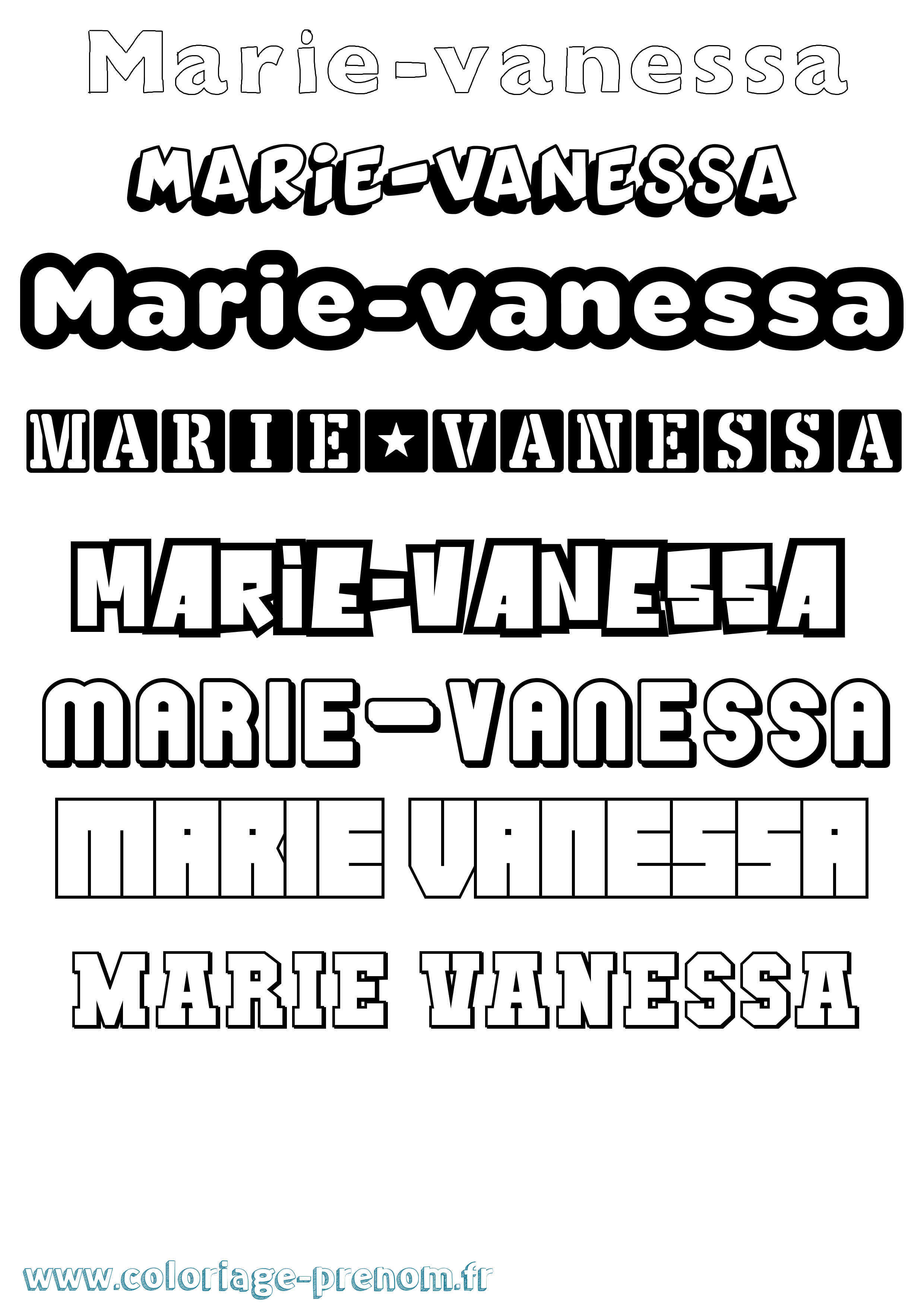 Coloriage Marie-Vanessa Simple Coloriage prénom Marie-Vanessa Simple