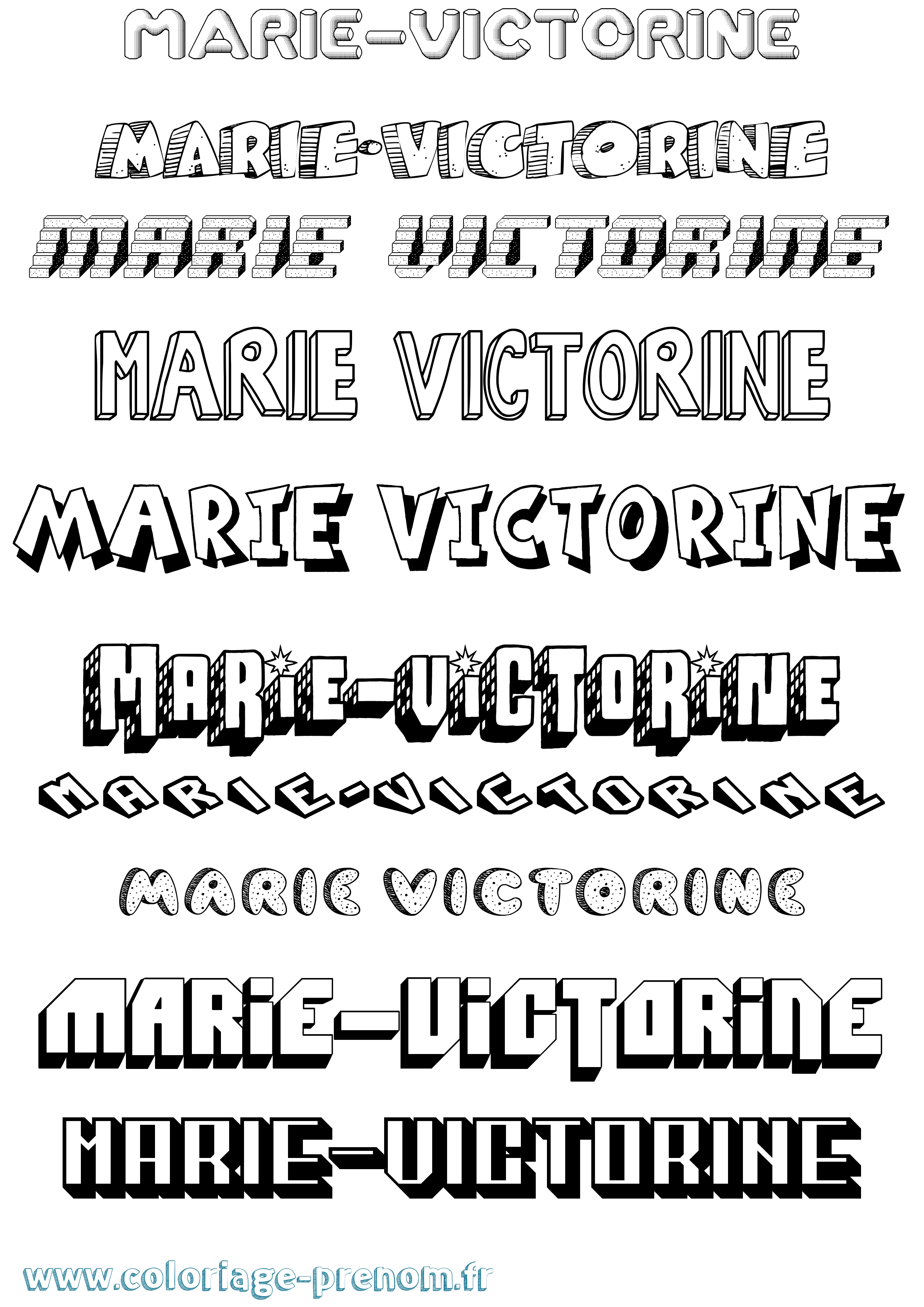 Coloriage Marie-Victorine Effet 3D Coloriage prénom Marie-Victorine Effet 3D