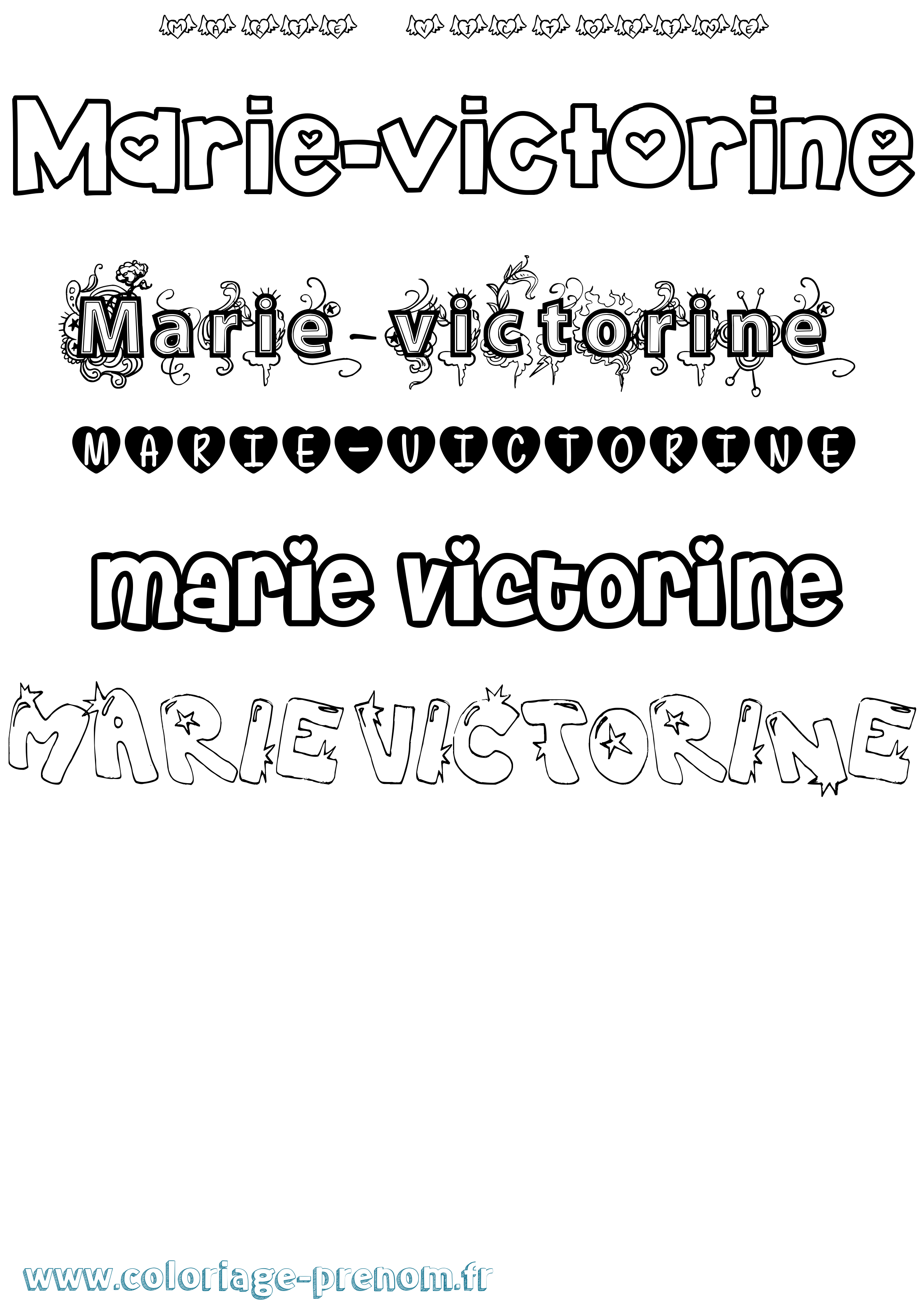 Coloriage Marie-Victorine Girly Coloriage prénom Marie-Victorine Girly