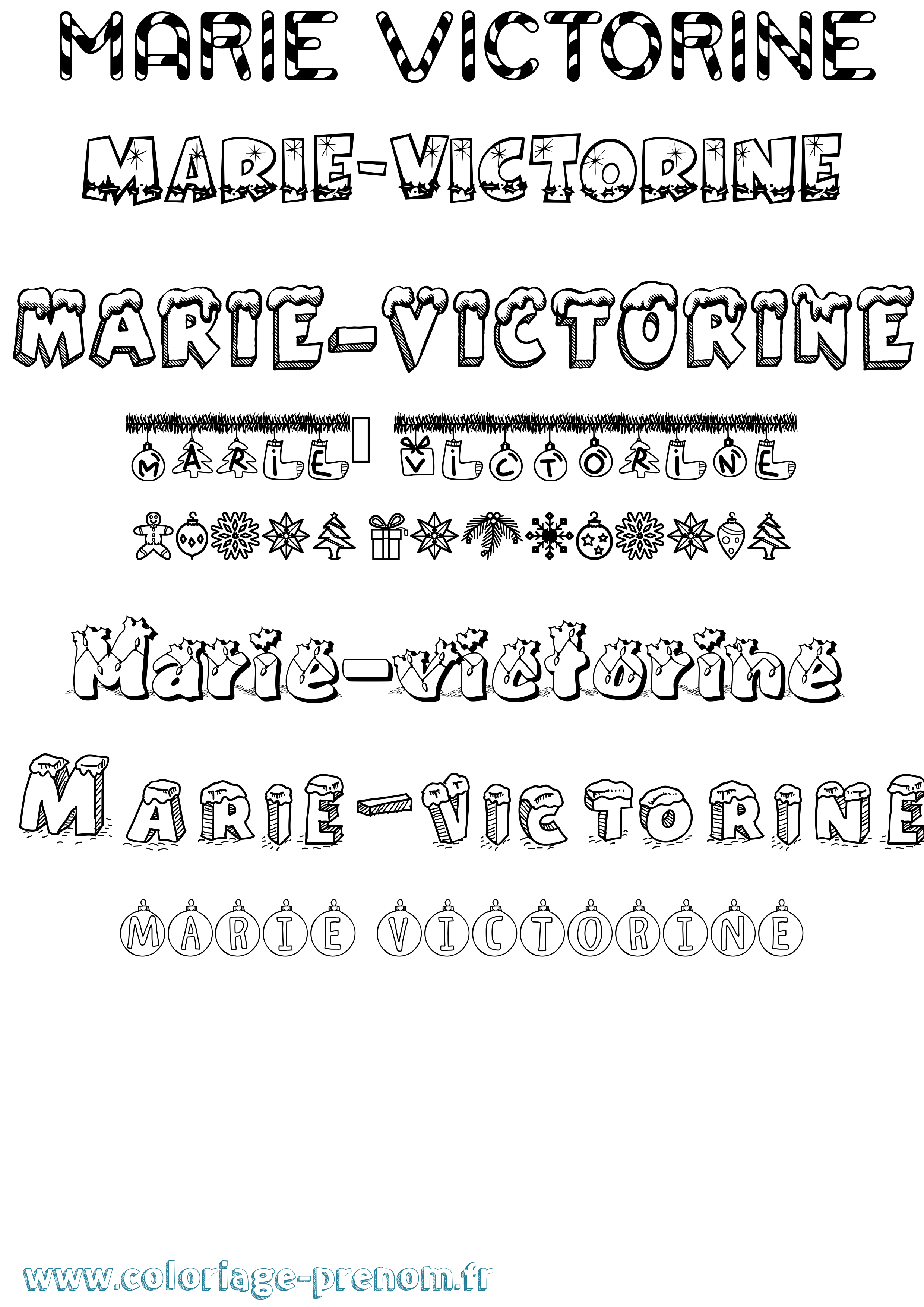 Coloriage Marie-Victorine Noël Coloriage prénom Marie-Victorine Noël