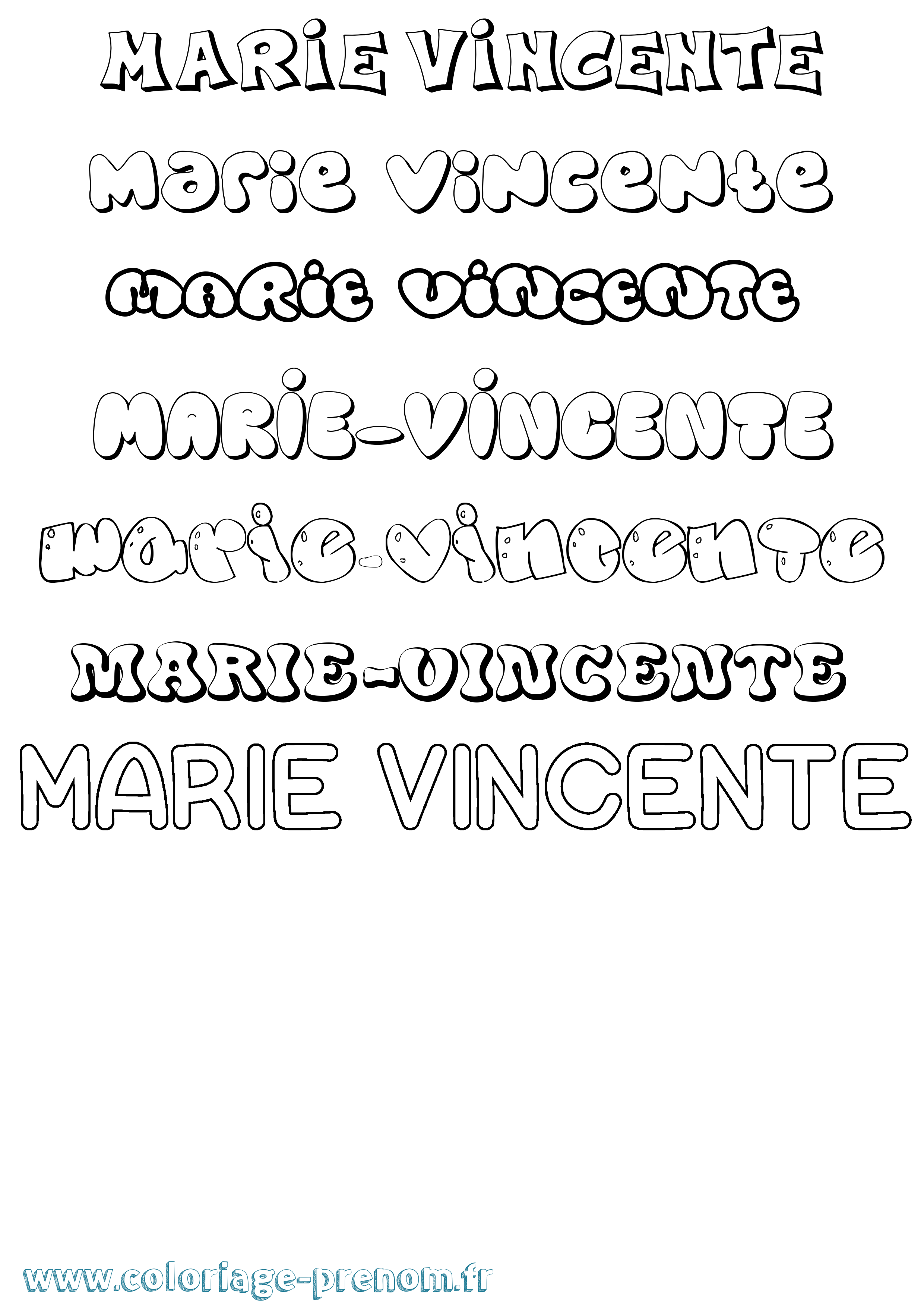 Coloriage Marie-Vincente Bubble Coloriage prénom Marie-Vincente Bubble