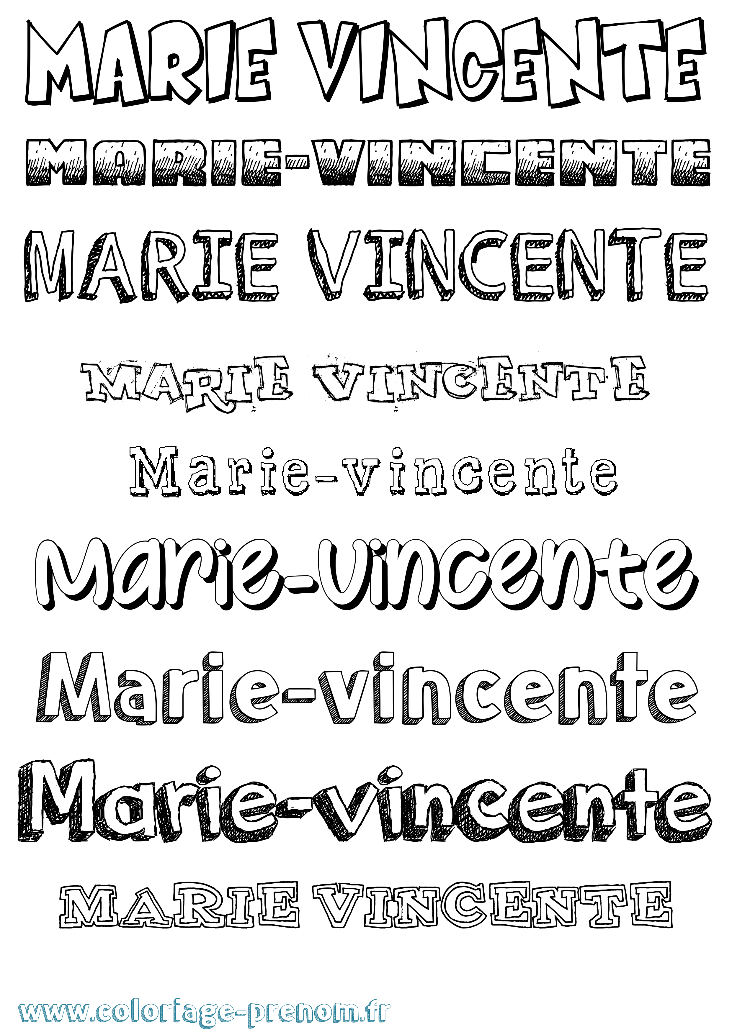 Coloriage Marie-Vincente Dessiné Coloriage prénom Marie-Vincente Dessiné