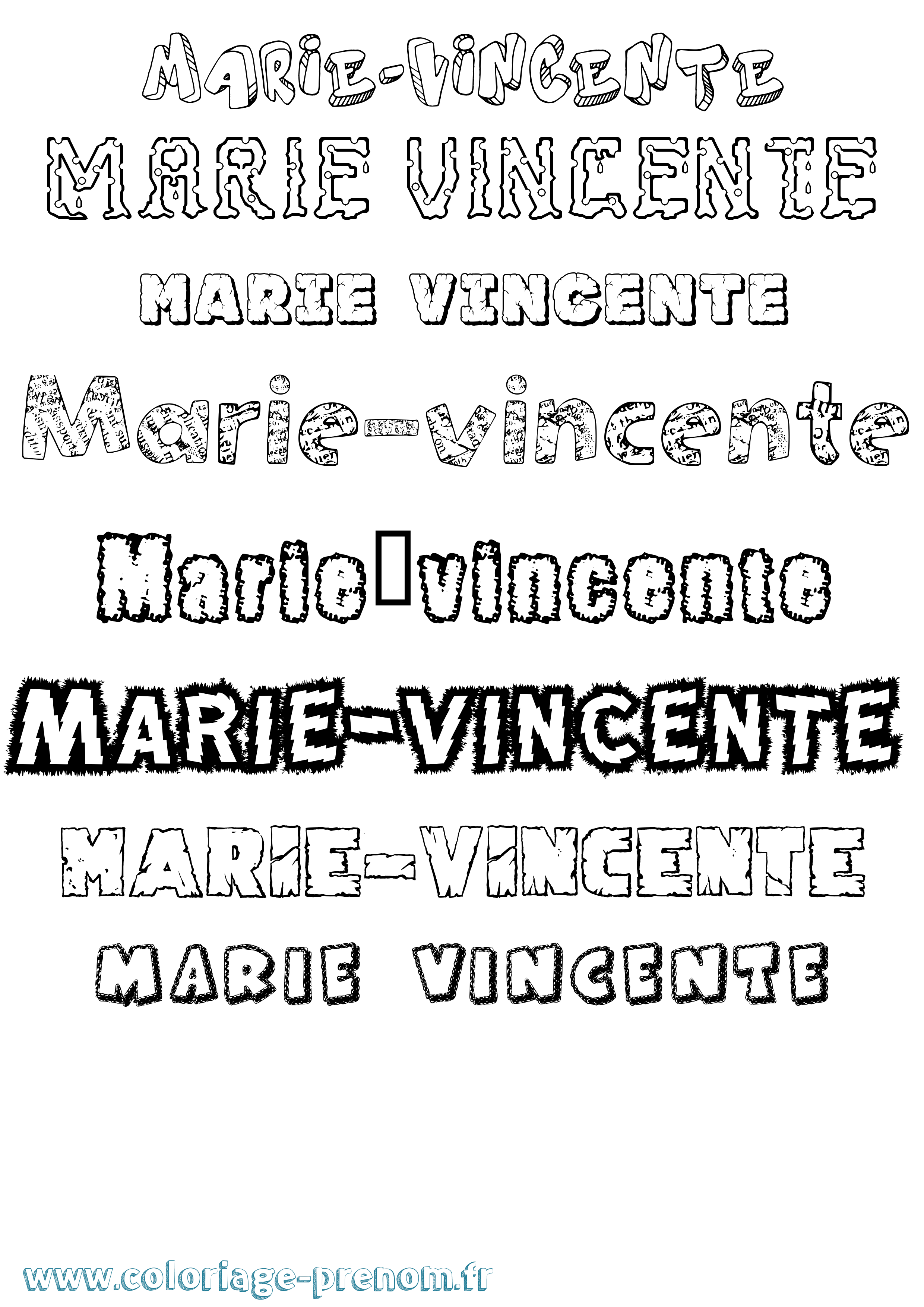 Coloriage Marie-Vincente Destructuré Coloriage prénom Marie-Vincente Destructuré