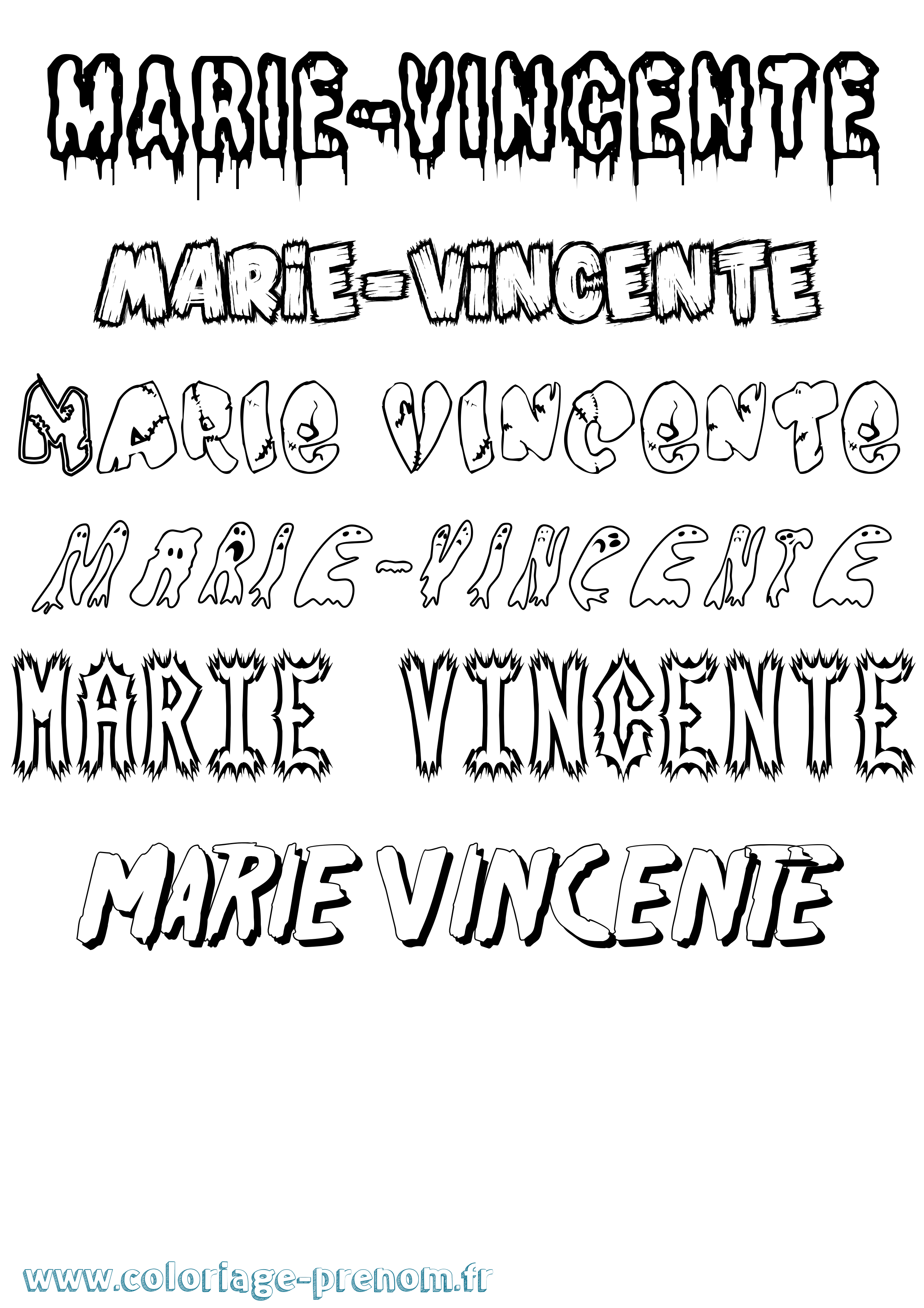 Coloriage Marie-Vincente Frisson Coloriage prénom Marie-Vincente Frisson