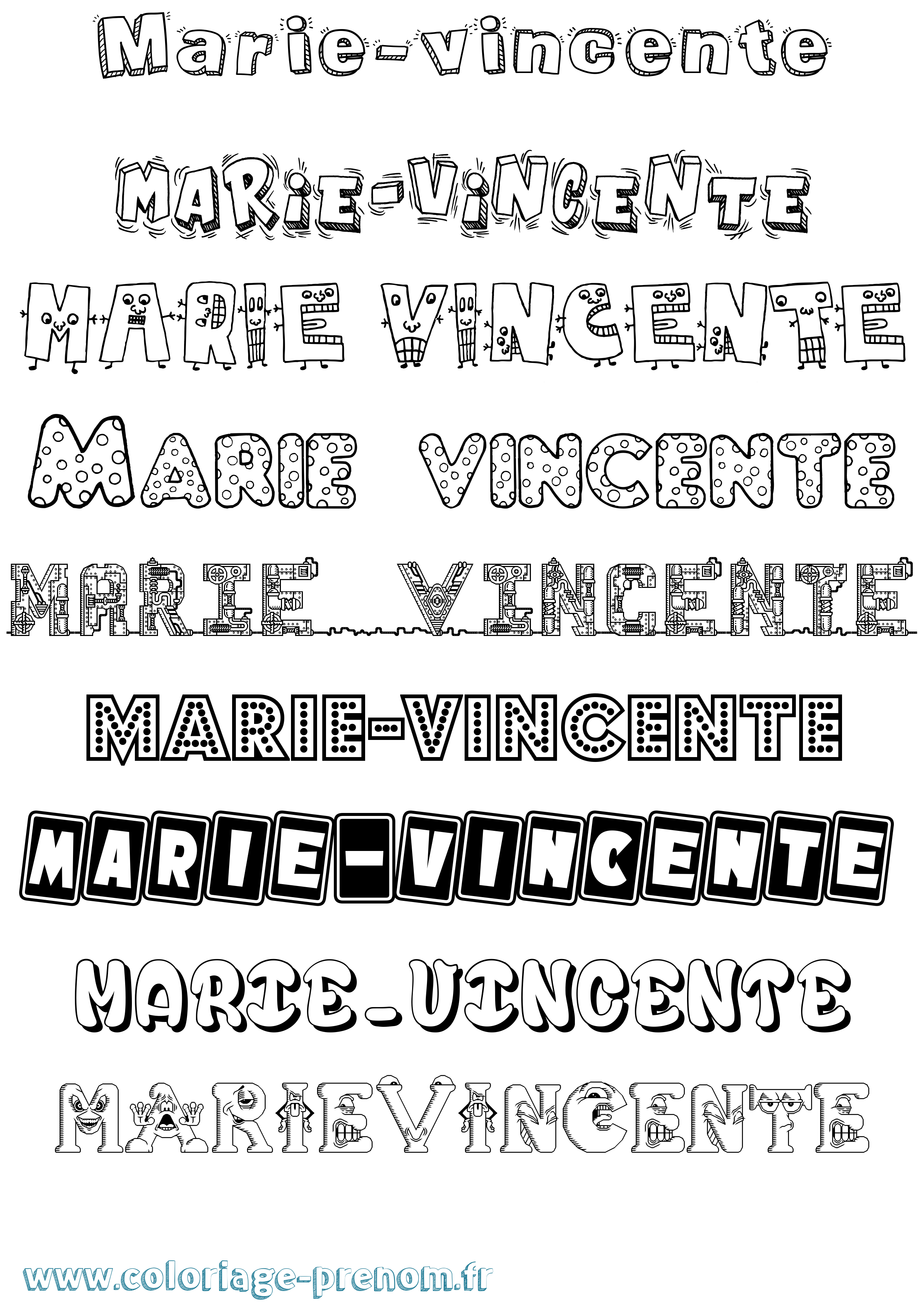 Coloriage Marie-Vincente Fun Coloriage prénom Marie-Vincente Fun