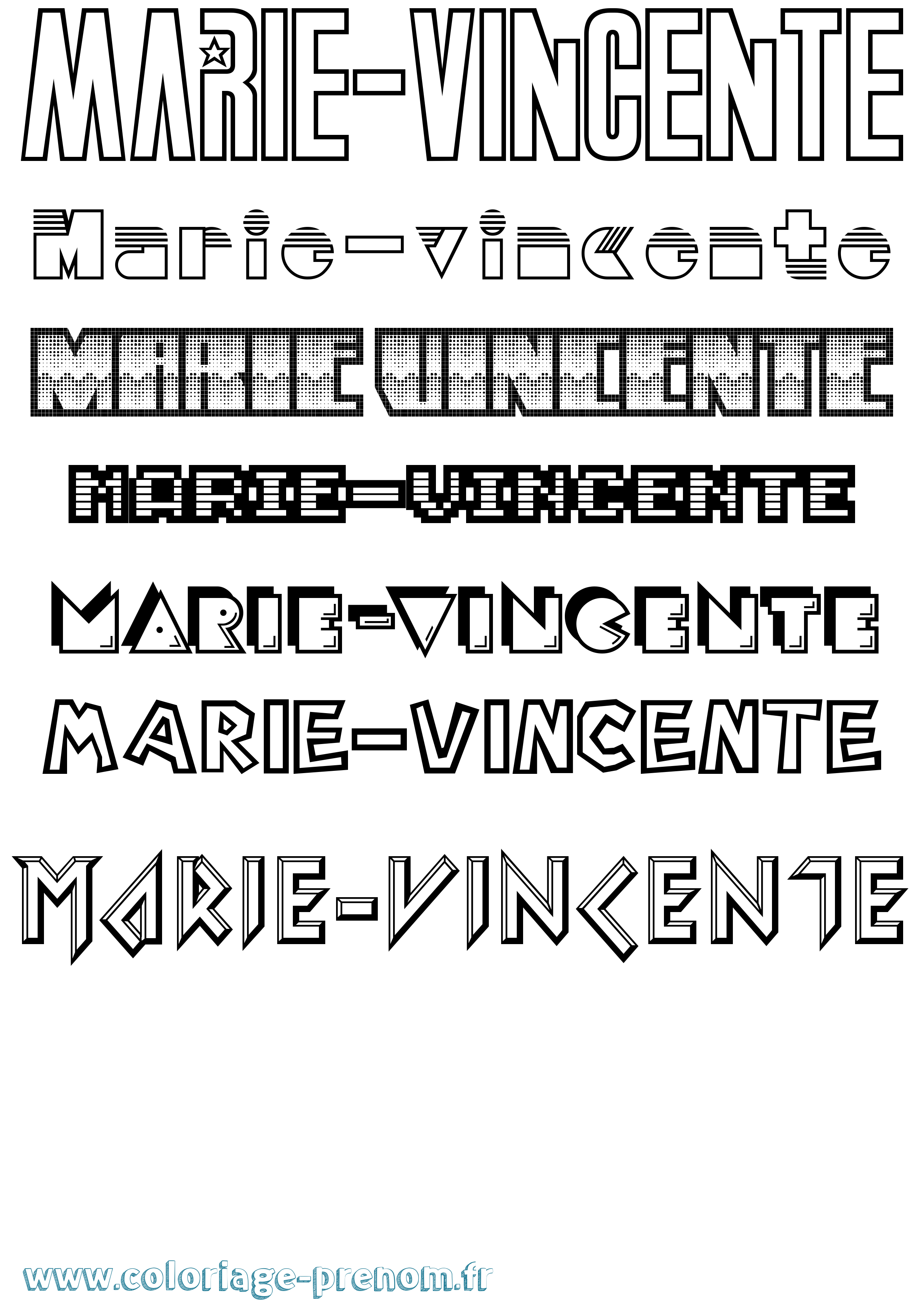 Coloriage Marie-Vincente Jeux Vidéos Coloriage prénom Marie-Vincente Jeux Vidéos