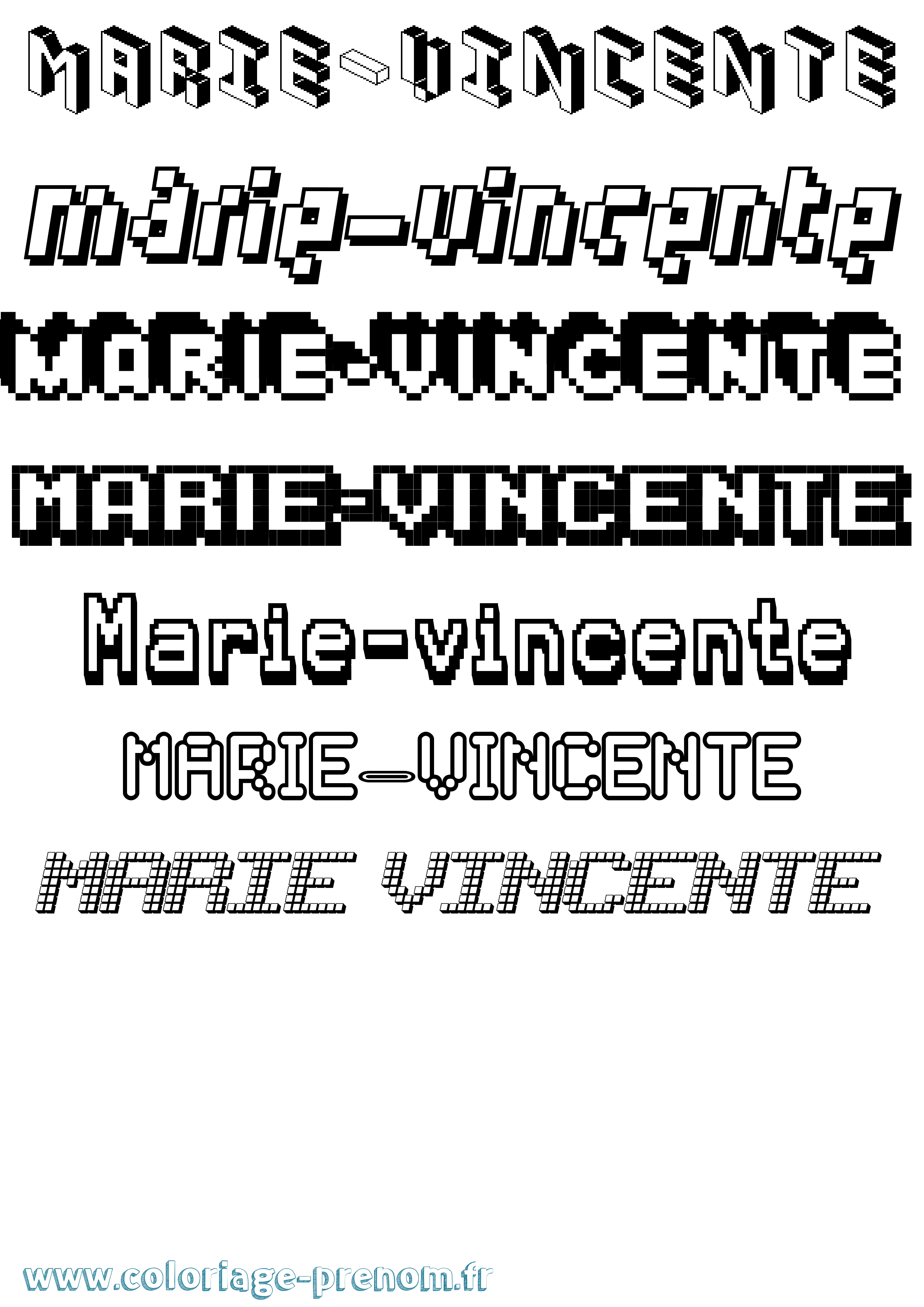 Coloriage Marie-Vincente Pixel Coloriage prénom Marie-Vincente Pixel