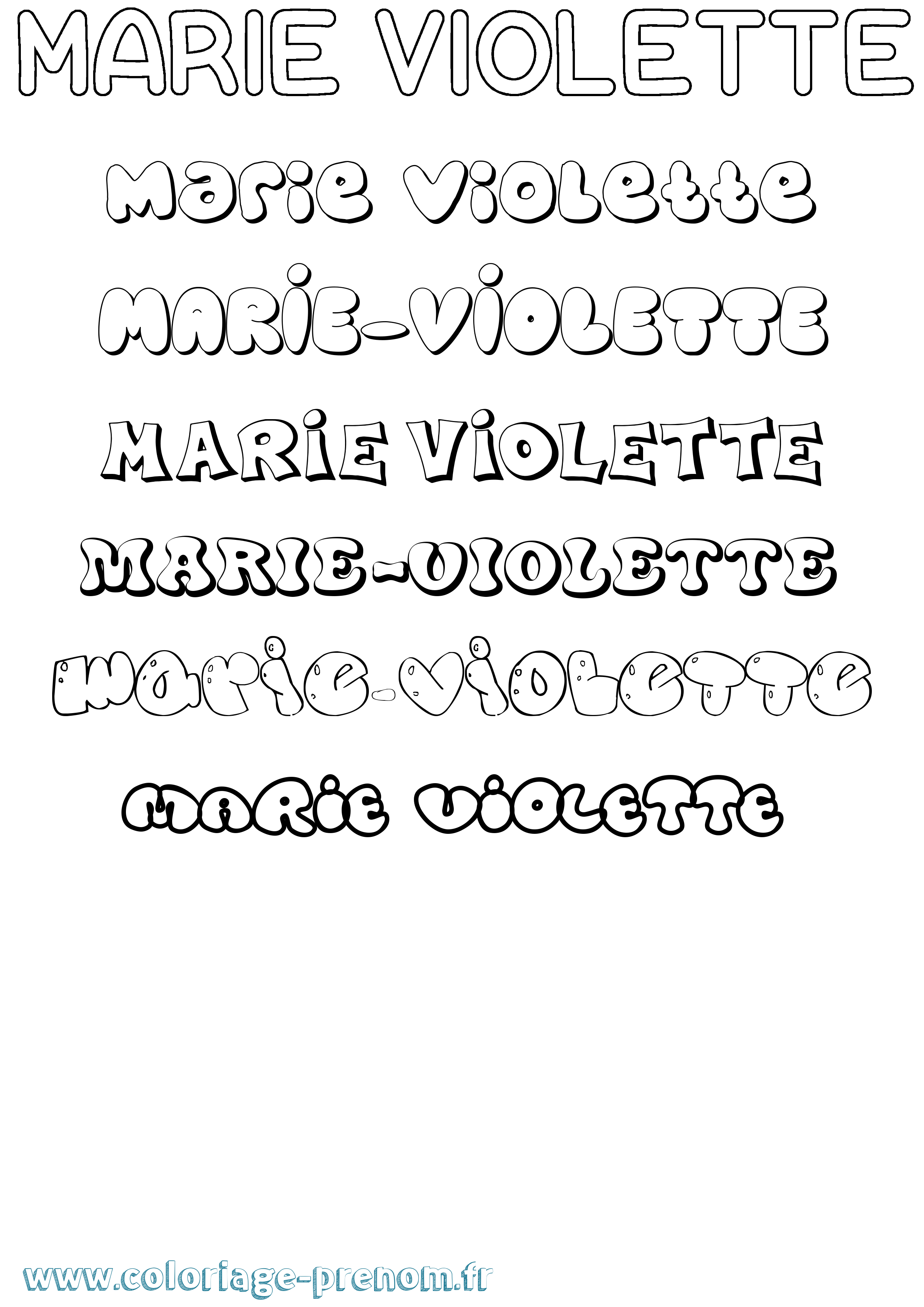 Coloriage Marie-Violette Bubble Coloriage prénom Marie-Violette Bubble
