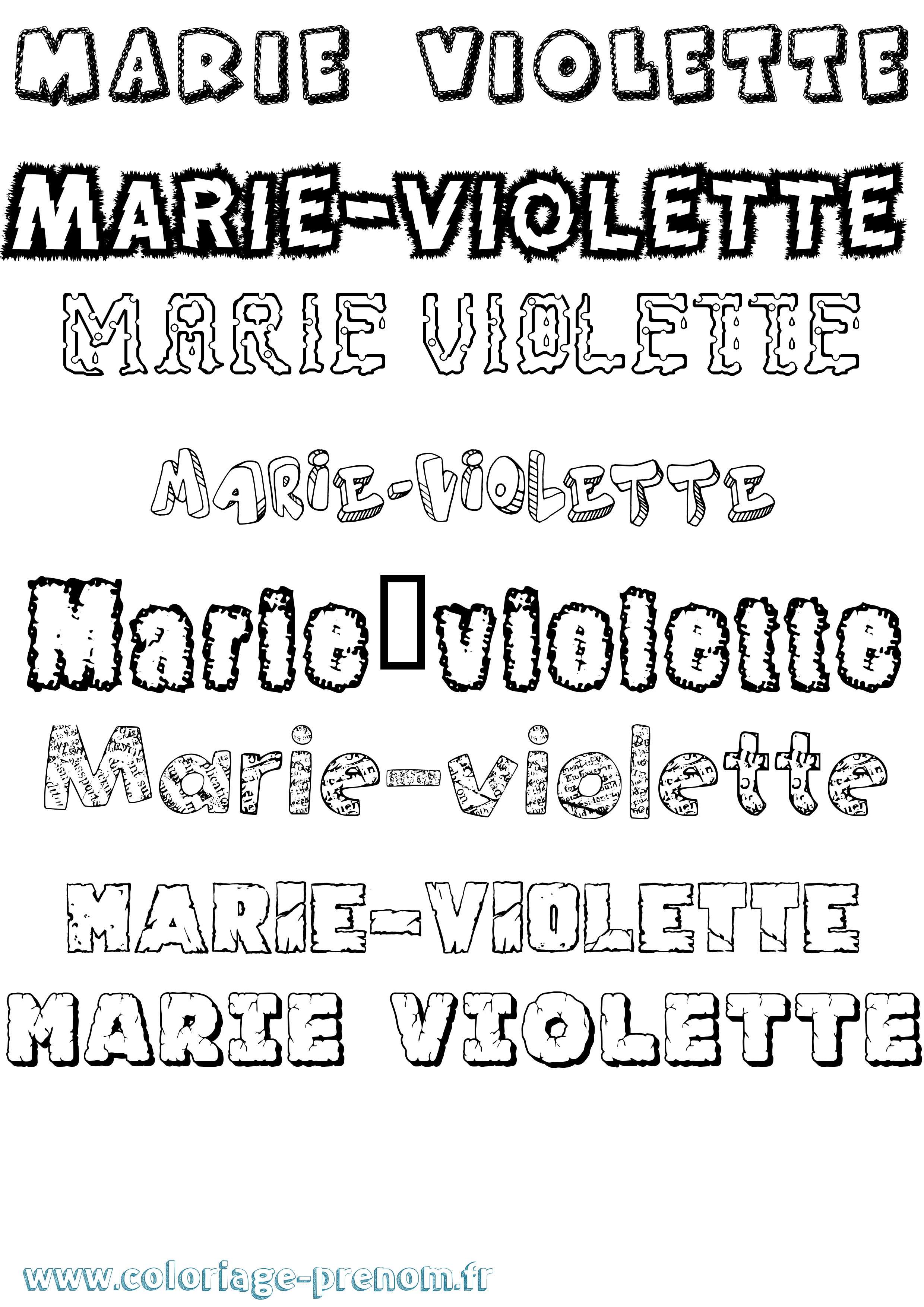 Coloriage Marie-Violette Destructuré Coloriage prénom Marie-Violette Destructuré