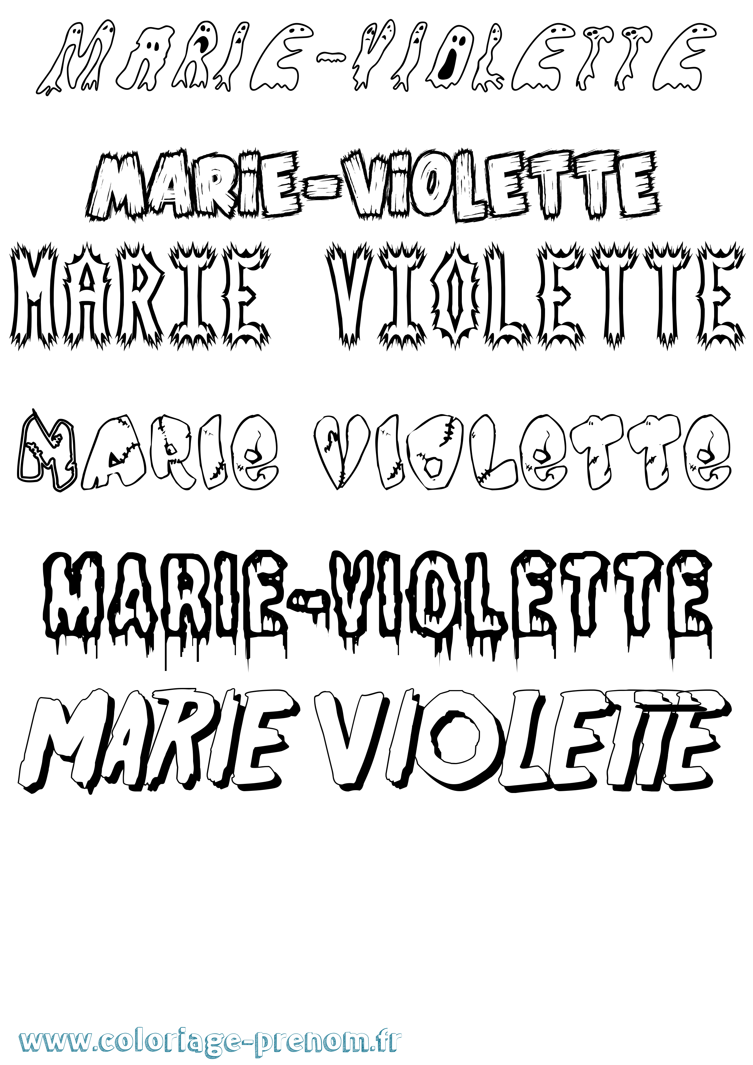 Coloriage Marie-Violette Frisson Coloriage prénom Marie-Violette Frisson