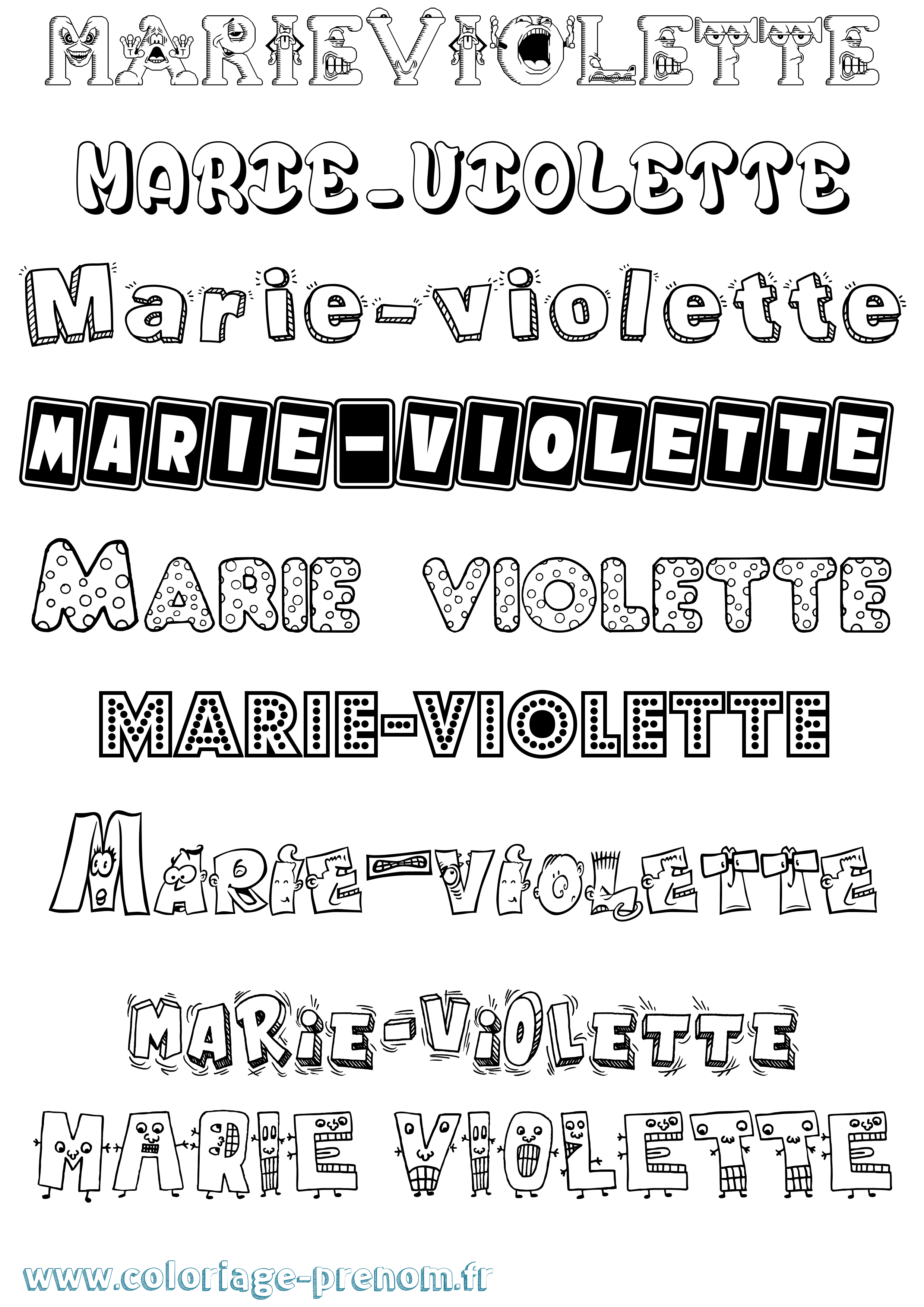 Coloriage Marie-Violette Fun Coloriage prénom Marie-Violette Fun