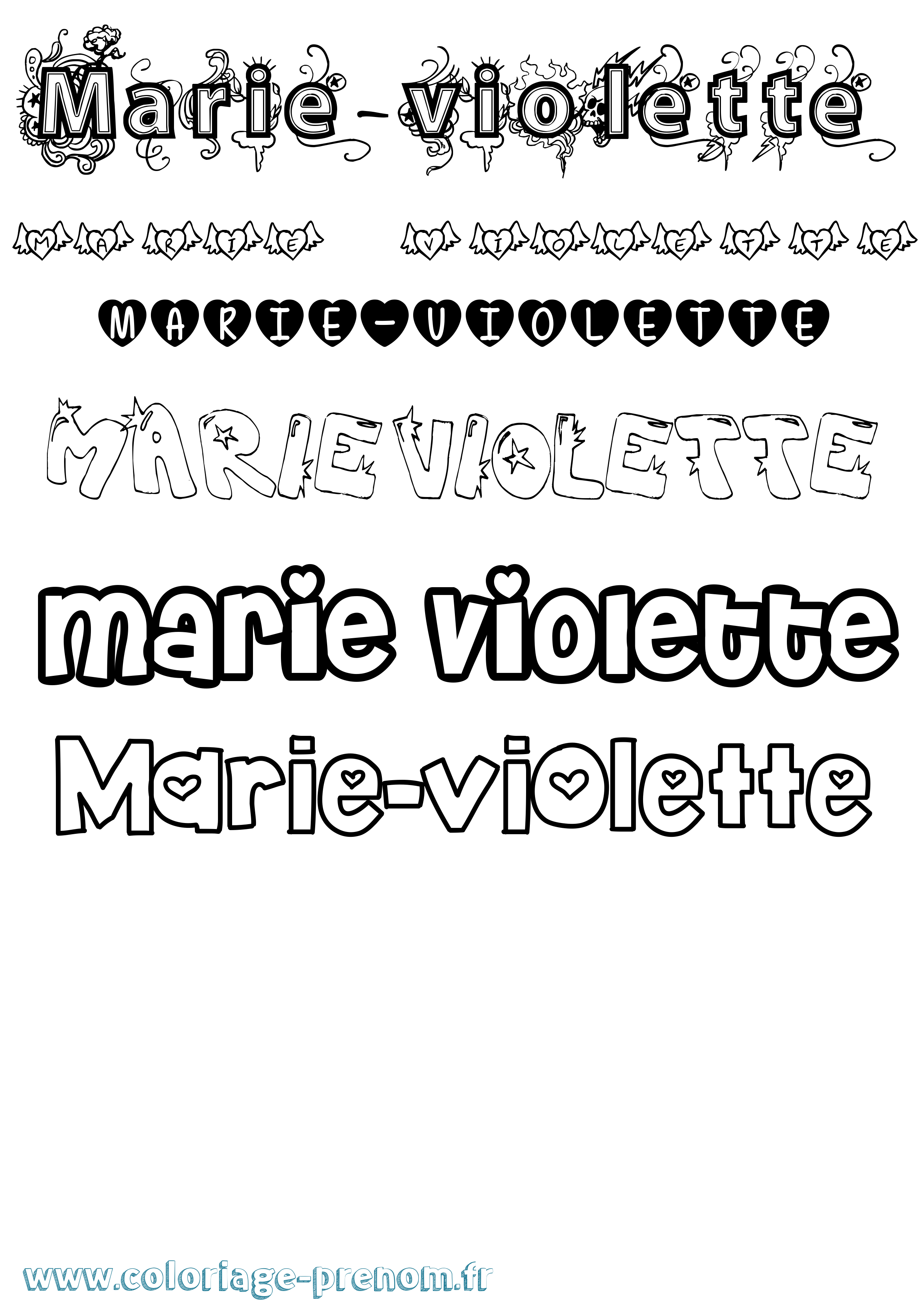 Coloriage Marie-Violette Girly Coloriage prénom Marie-Violette Girly
