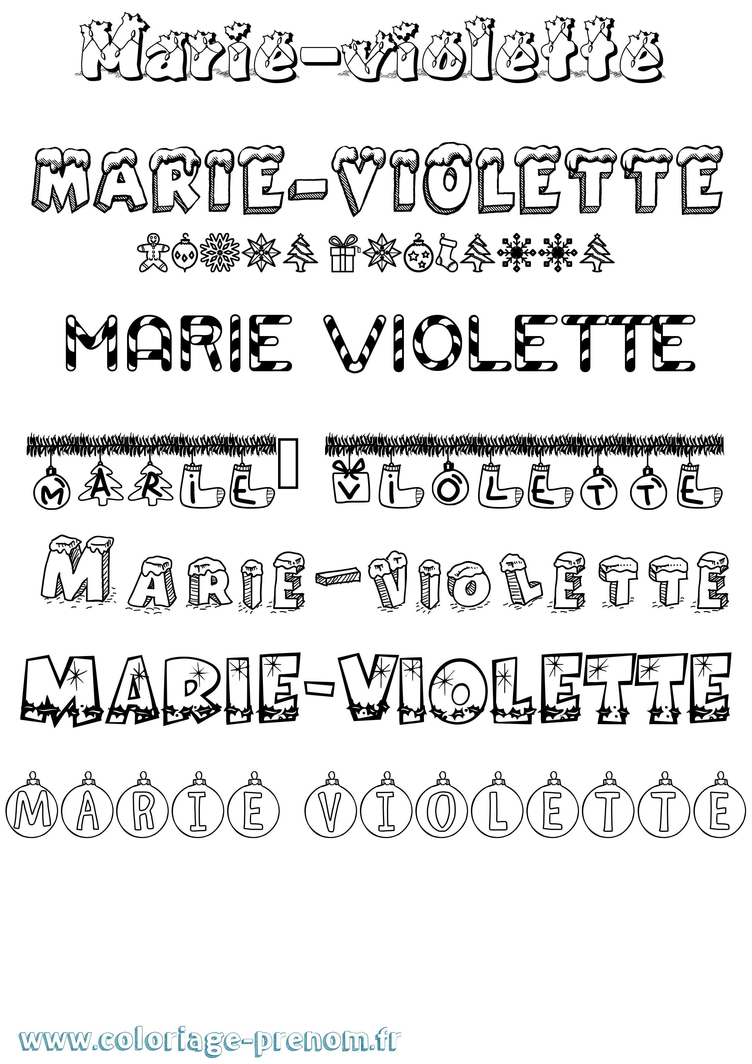 Coloriage Marie-Violette Noël Coloriage prénom Marie-Violette Noël