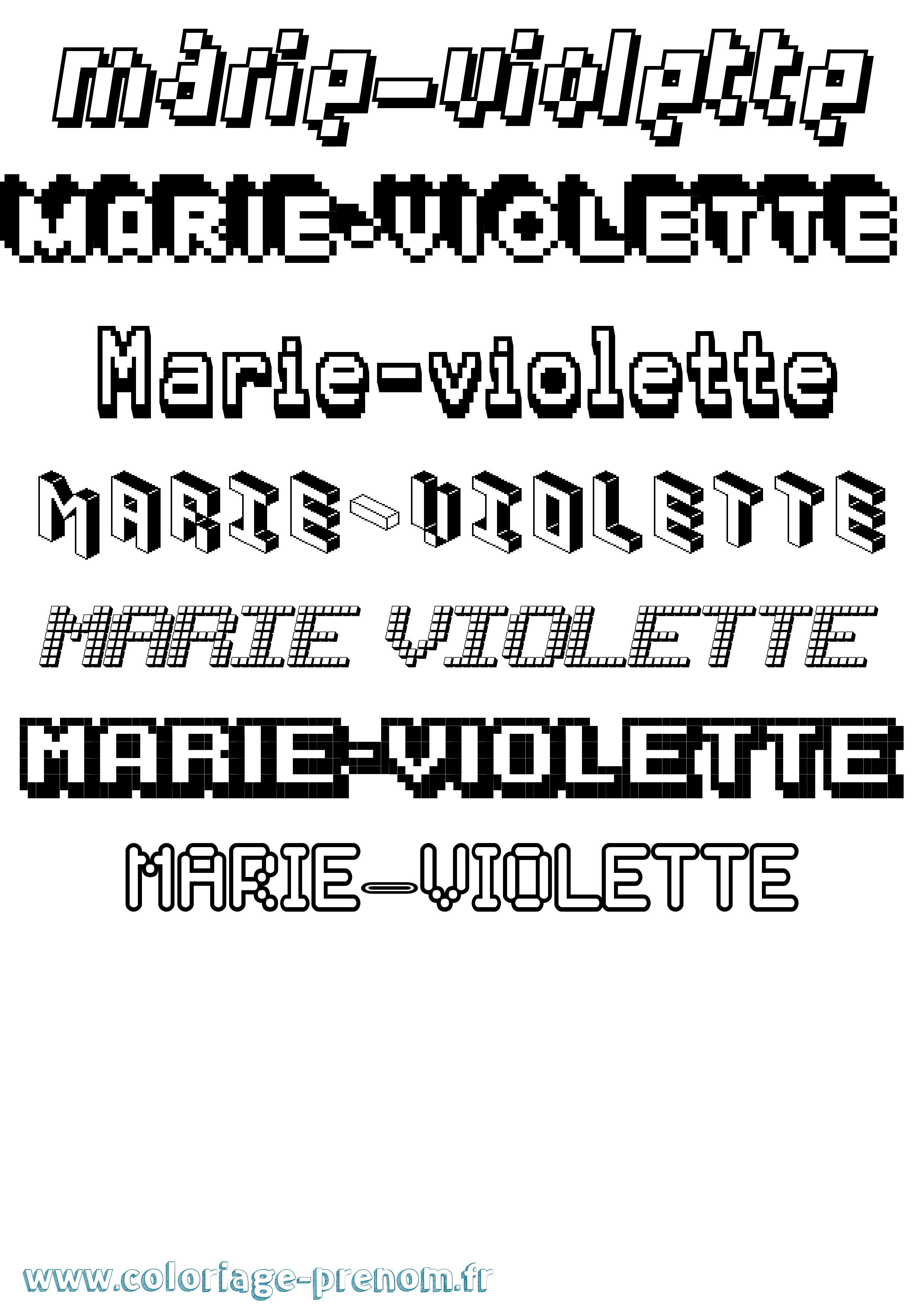 Coloriage Marie-Violette Pixel Coloriage prénom Marie-Violette Pixel