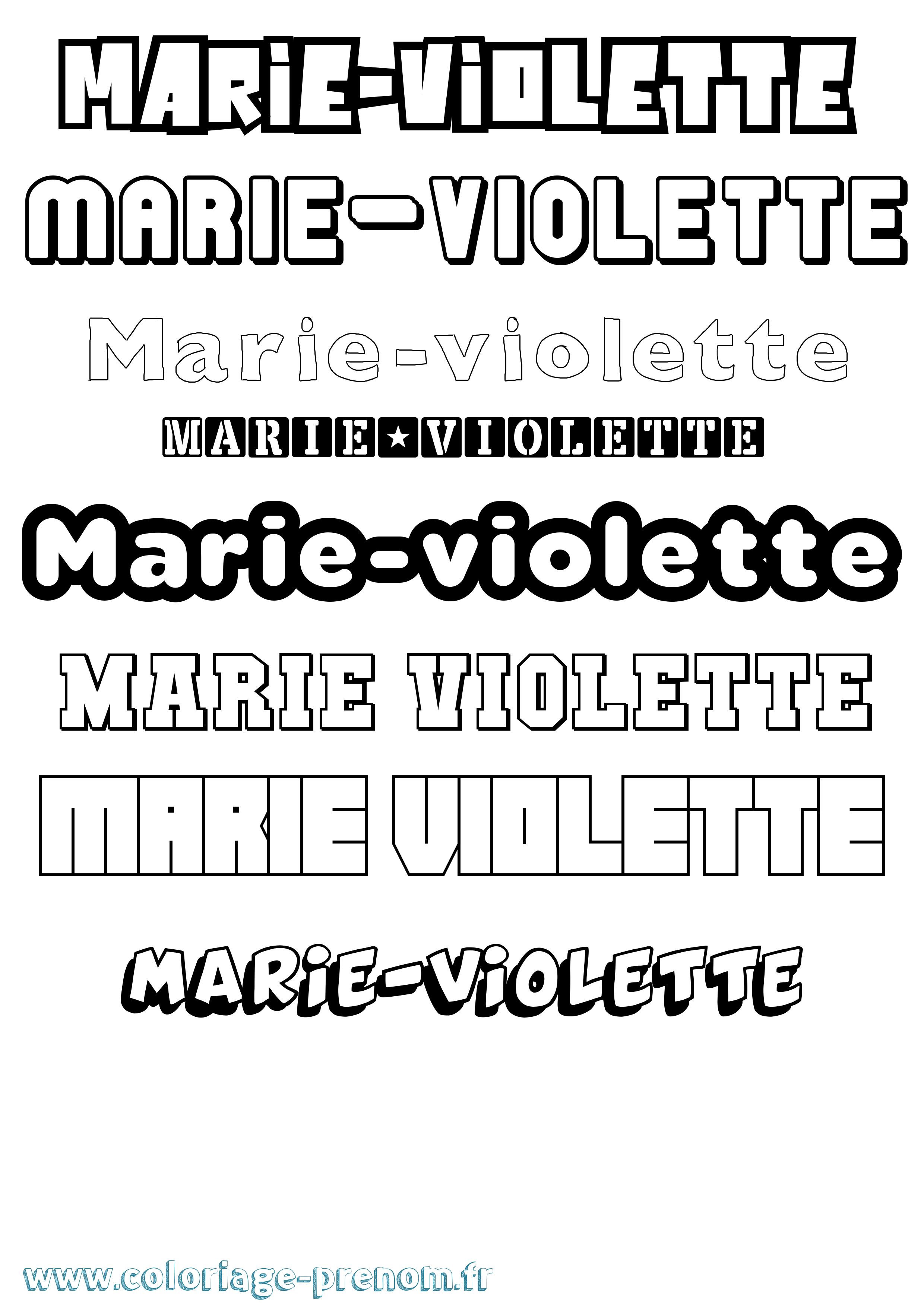 Coloriage Marie-Violette Simple Coloriage prénom Marie-Violette Simple