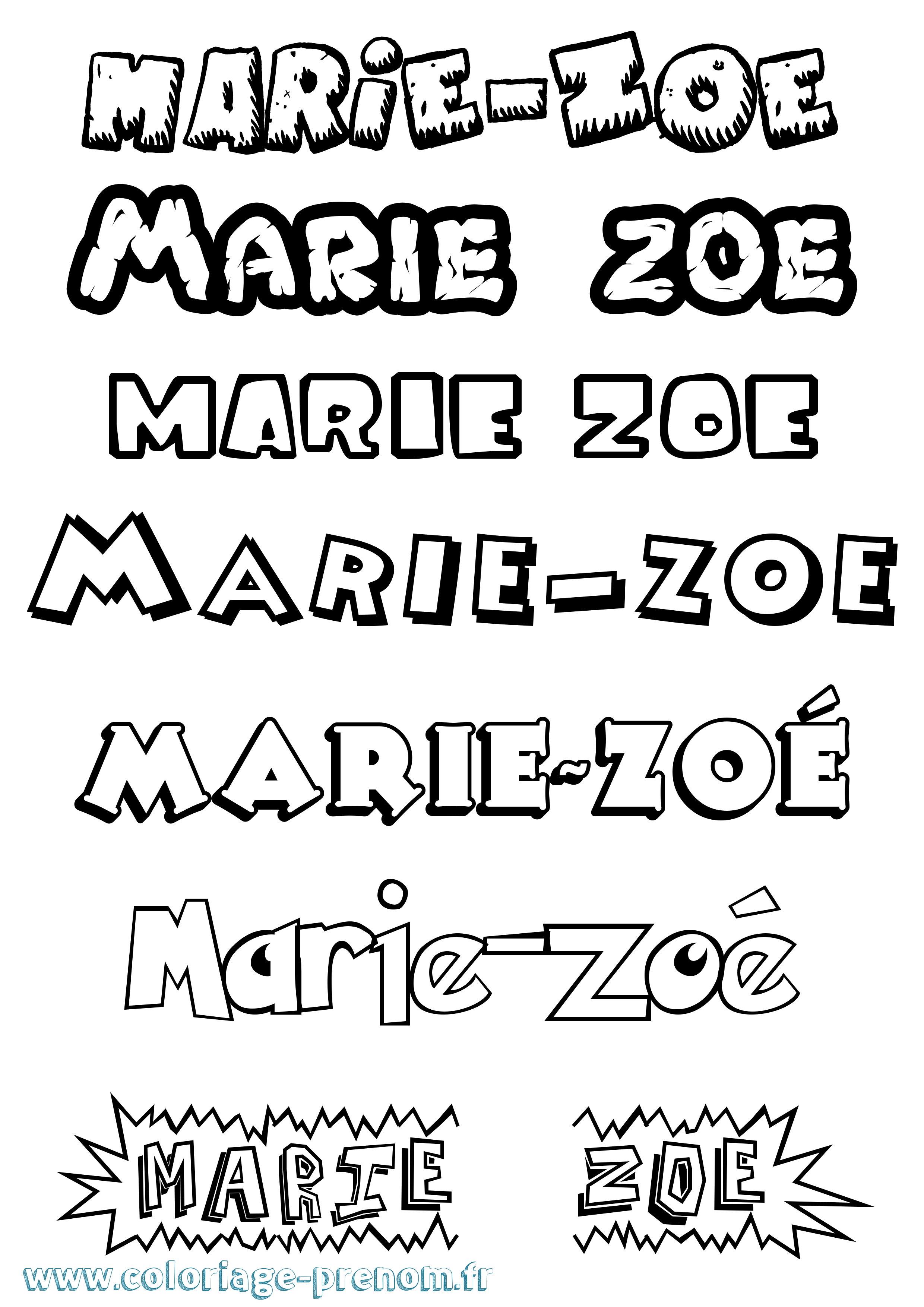 Coloriage Marie-Zoé Dessin Animé Coloriage prénom Marie-Zoé Dessin Animé