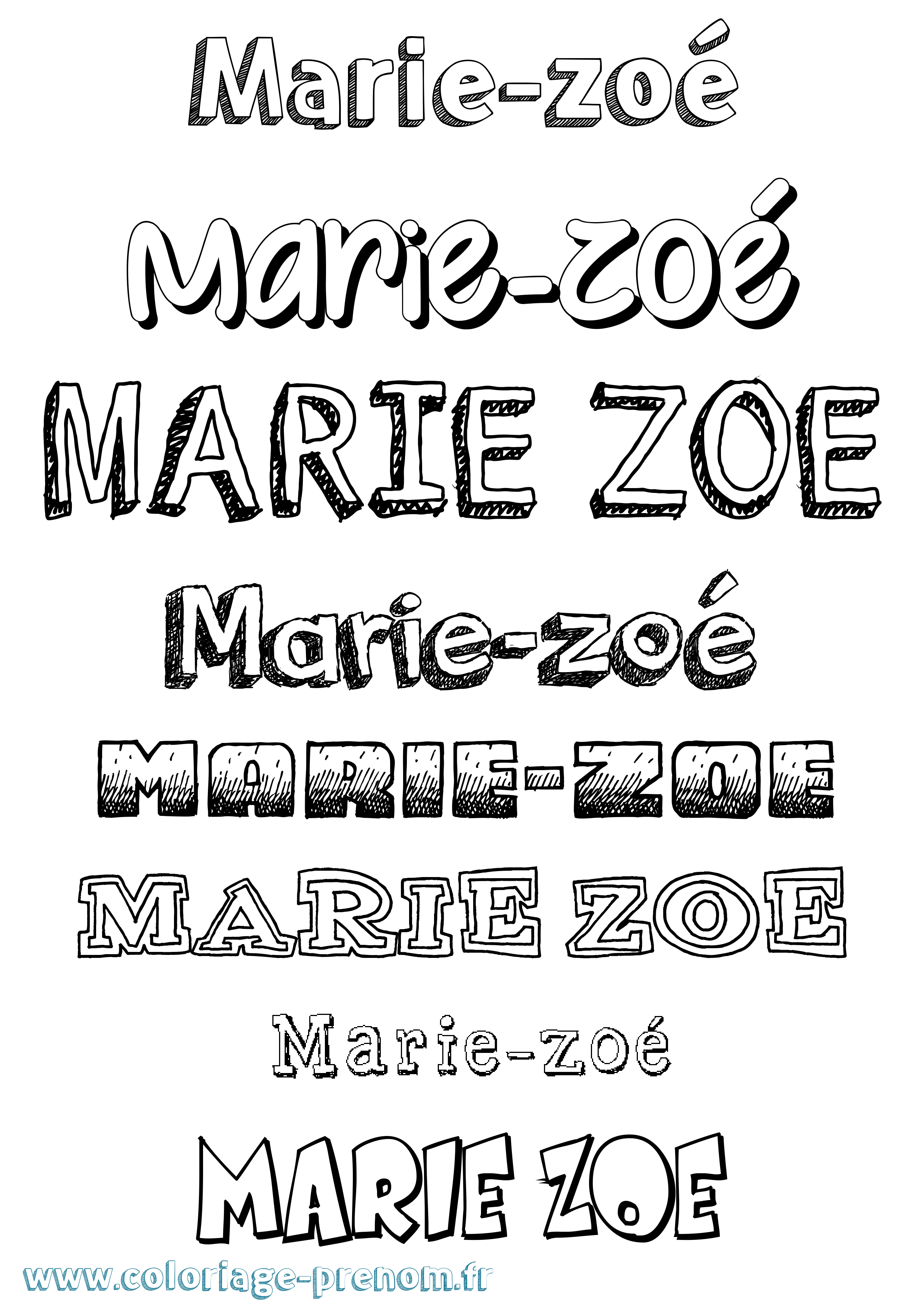 Coloriage Marie-Zoé Dessiné Coloriage prénom Marie-Zoé Dessiné