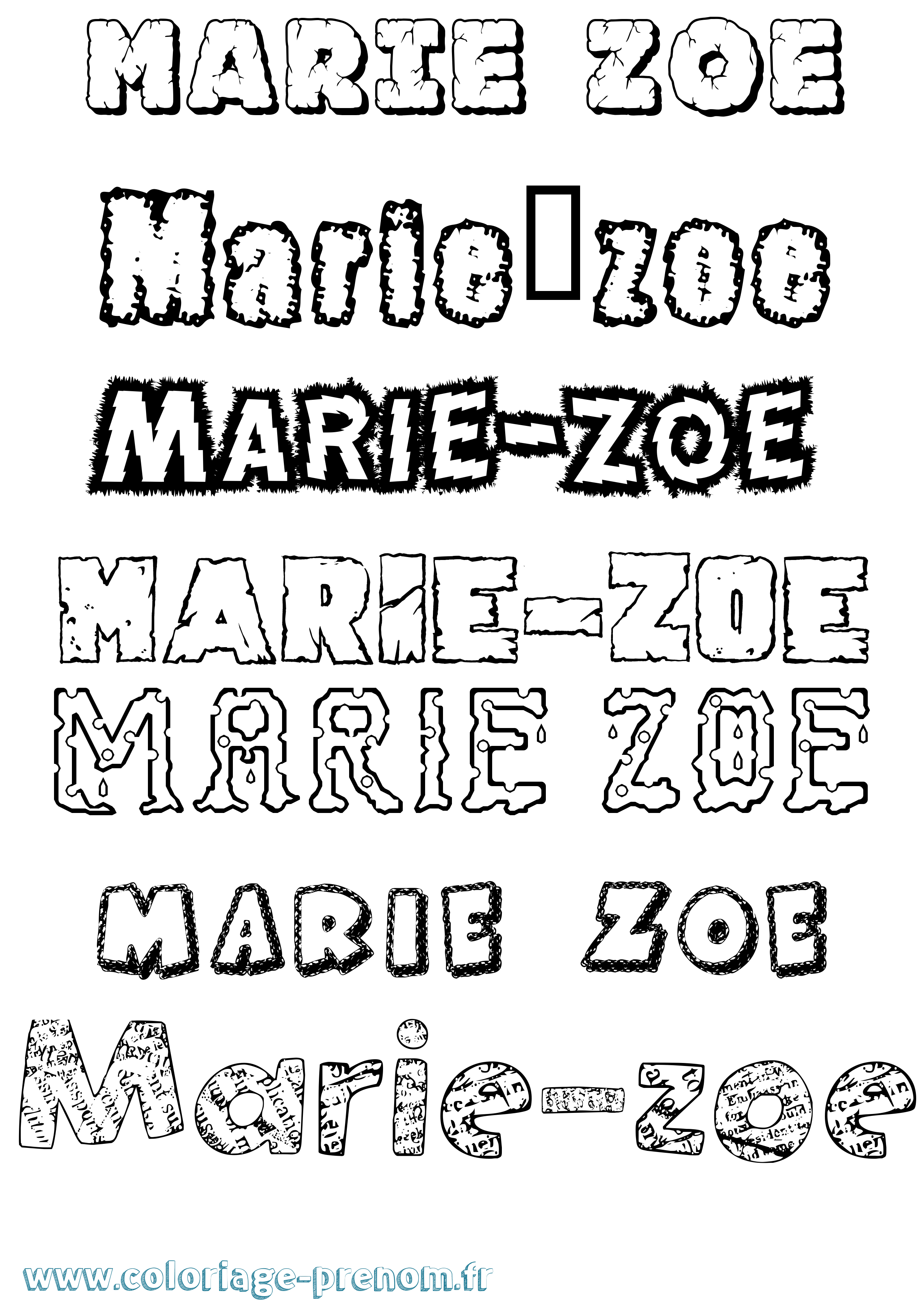 Coloriage Marie-Zoé Destructuré Coloriage prénom Marie-Zoé Destructuré