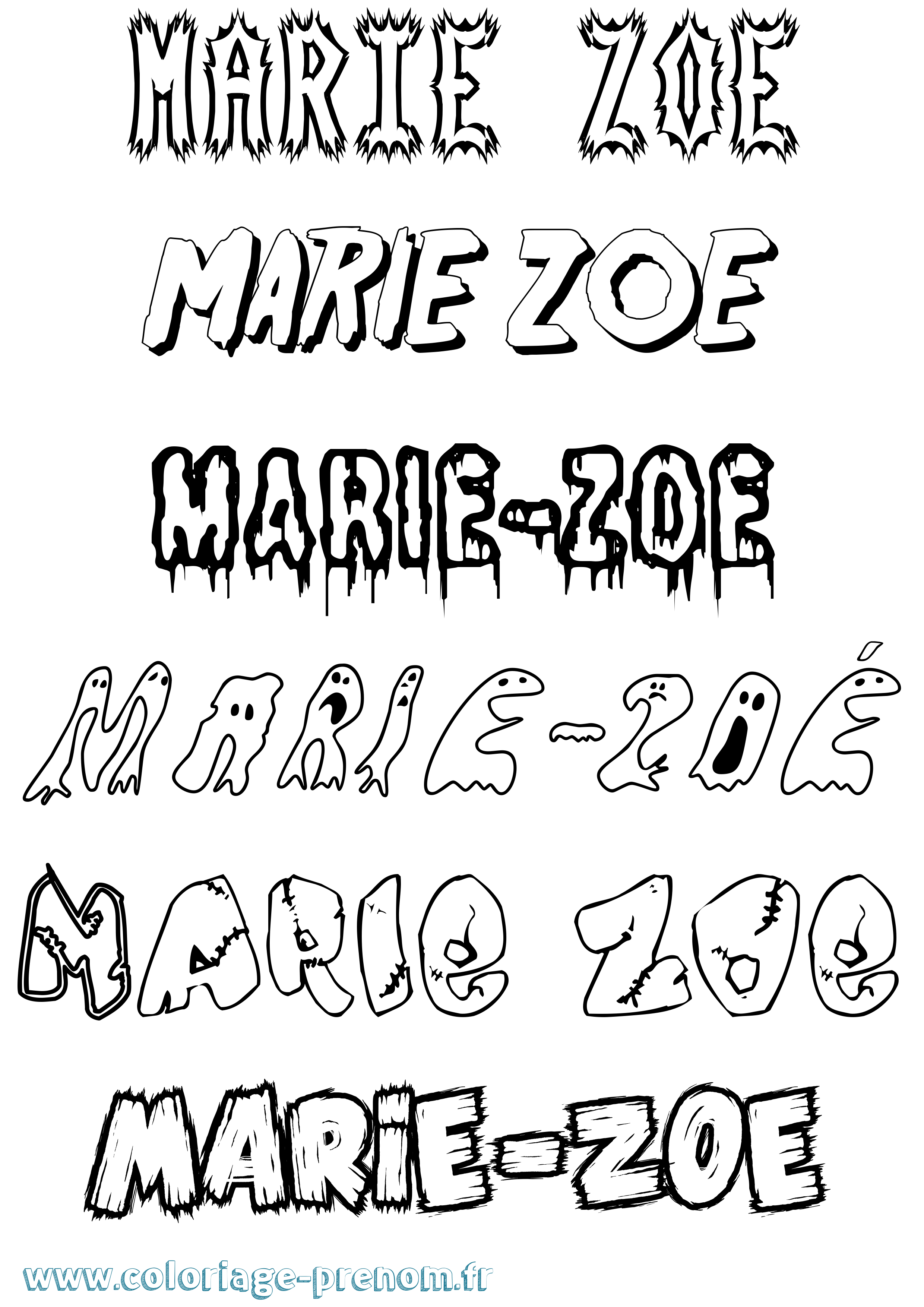 Coloriage Marie-Zoé Frisson Coloriage prénom Marie-Zoé Frisson