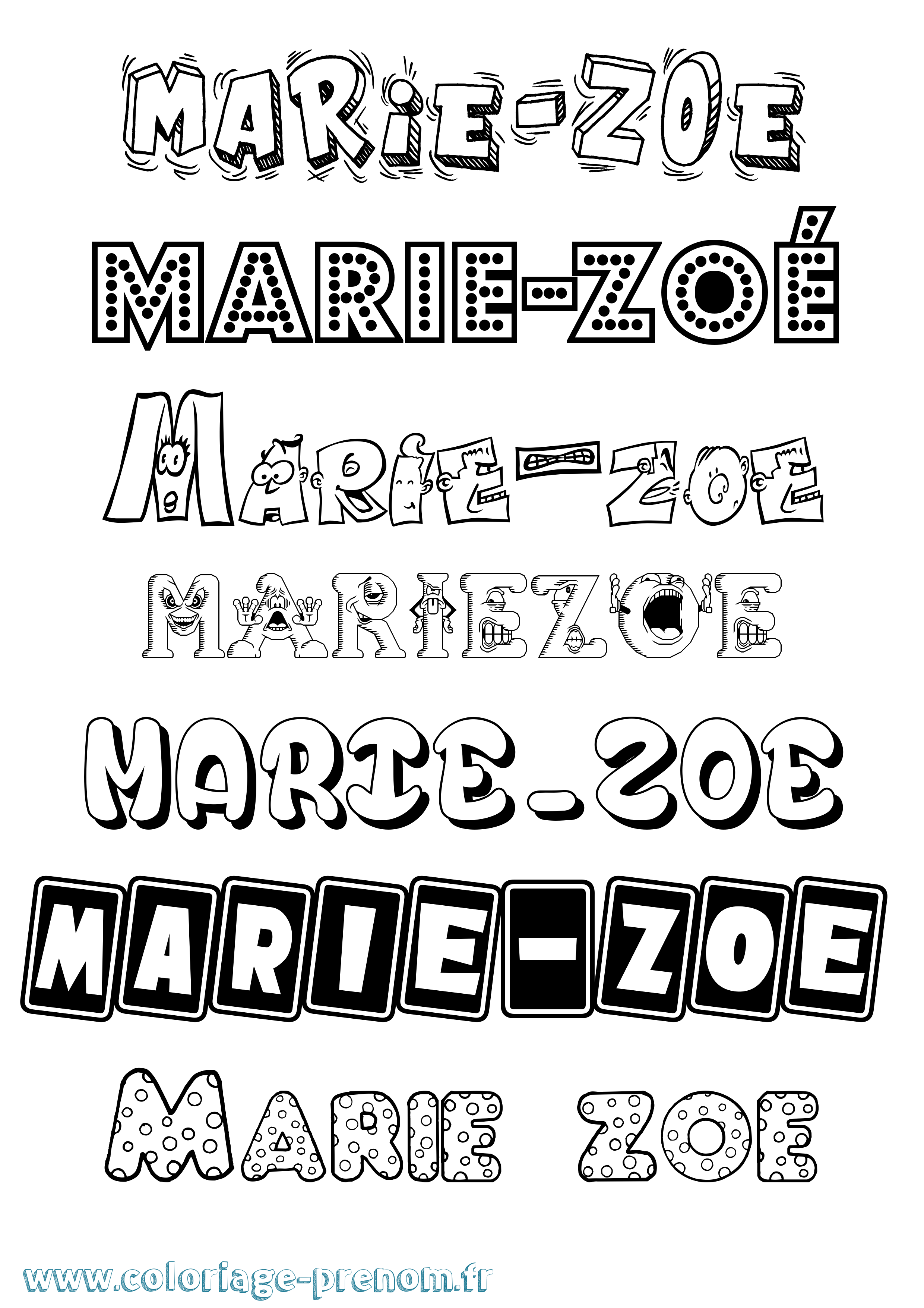 Coloriage Marie-Zoé Fun Coloriage prénom Marie-Zoé Fun