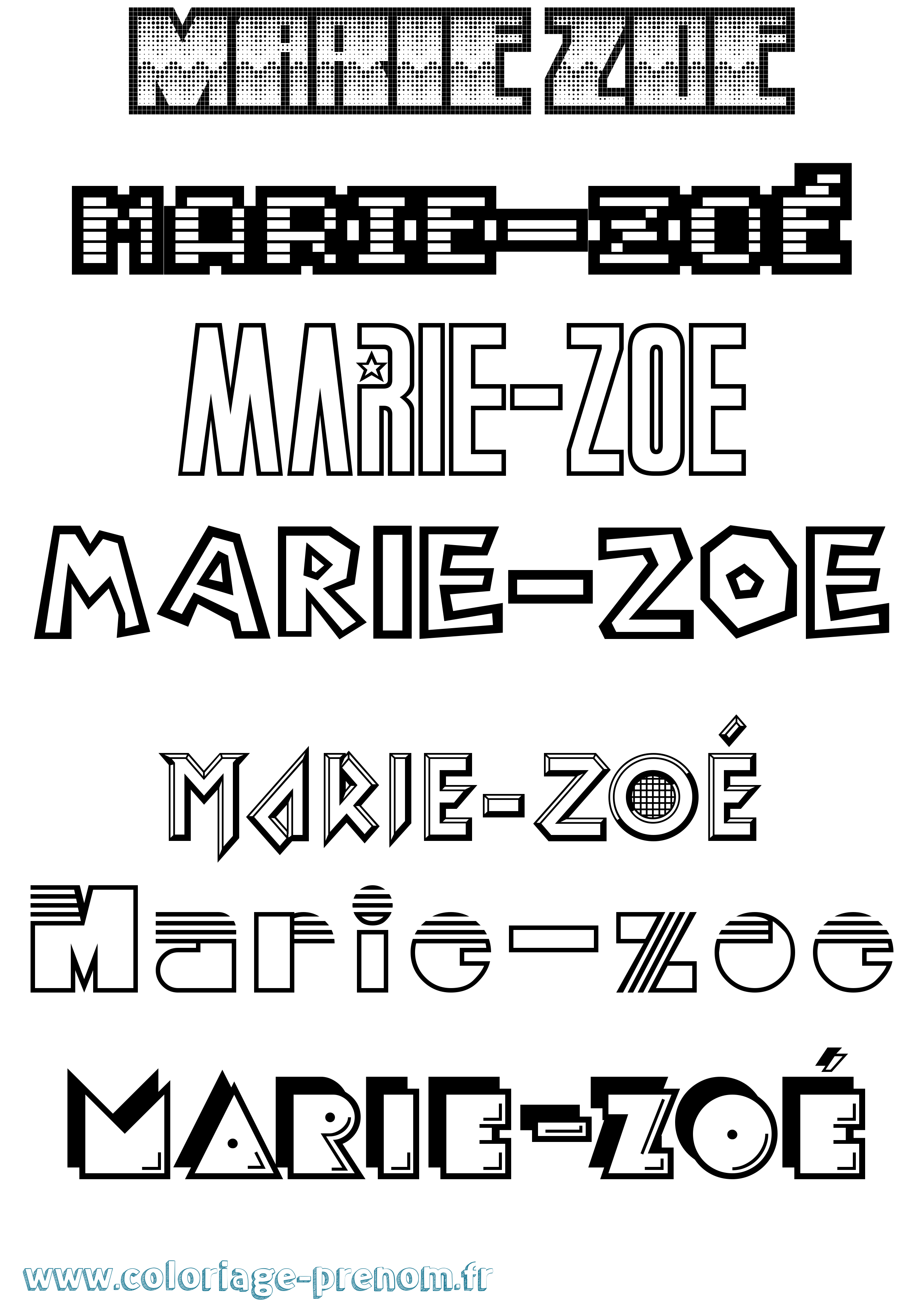 Coloriage Marie-Zoé Jeux Vidéos Coloriage prénom Marie-Zoé Jeux Vidéos