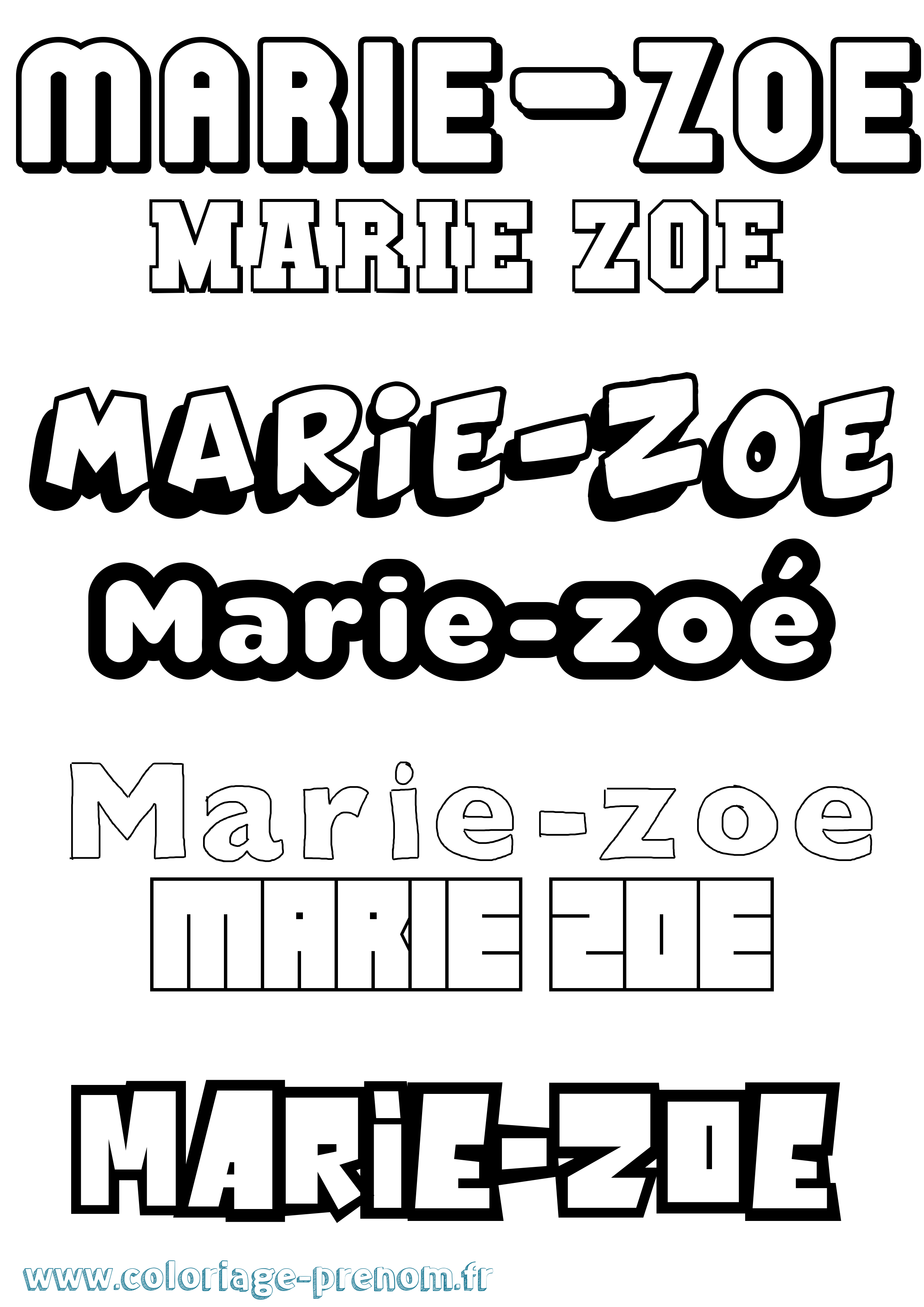 Coloriage Marie-Zoé Simple Coloriage prénom Marie-Zoé Simple