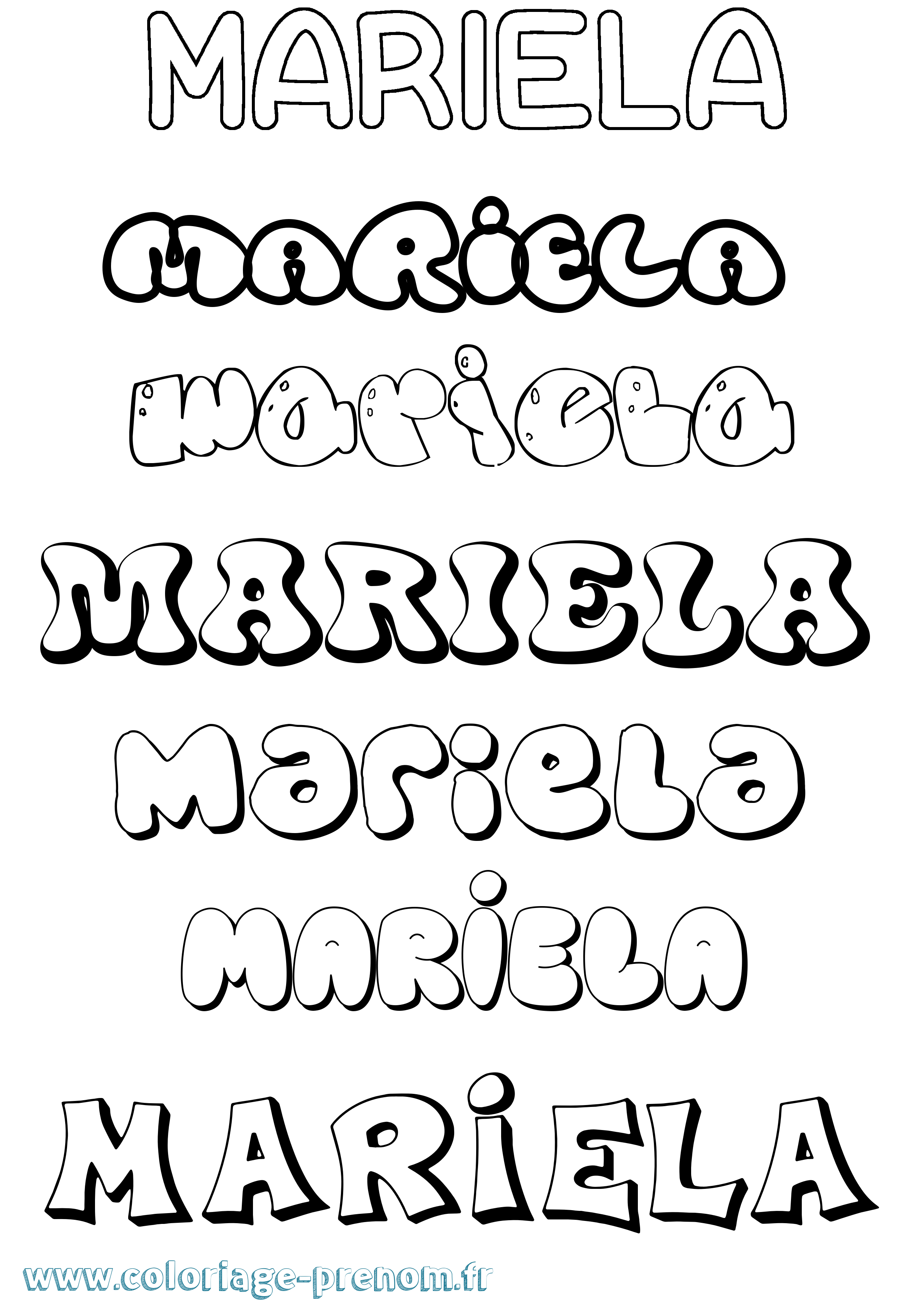Coloriage Mariela Bubble Coloriage prénom Mariela Bubble