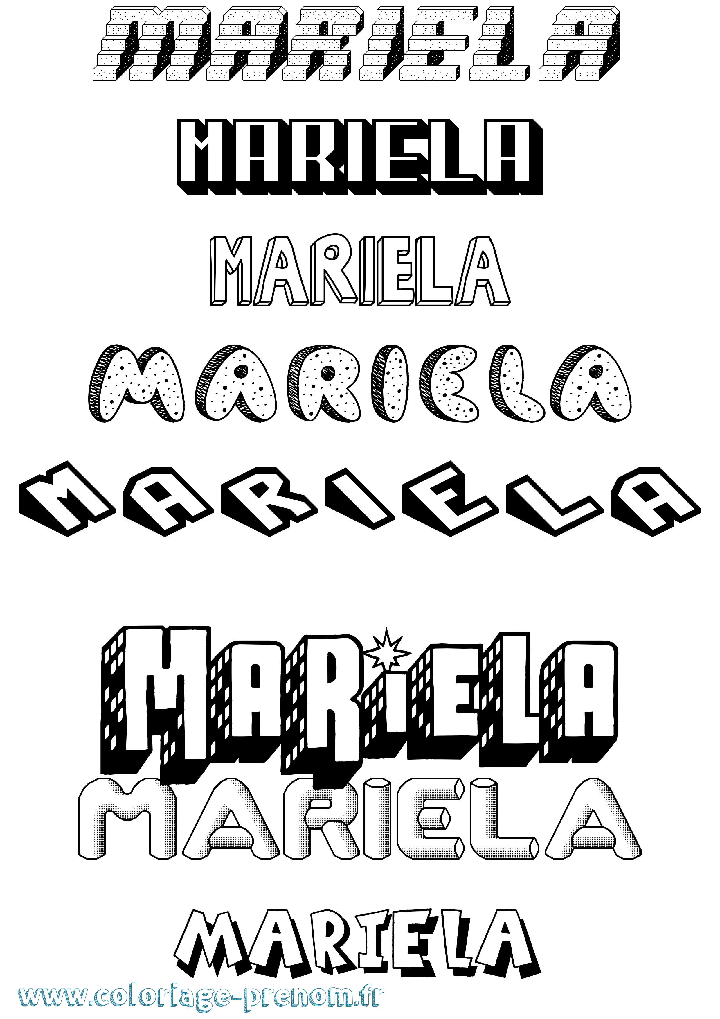 Coloriage Mariela Effet 3D Coloriage prénom Mariela Effet 3D