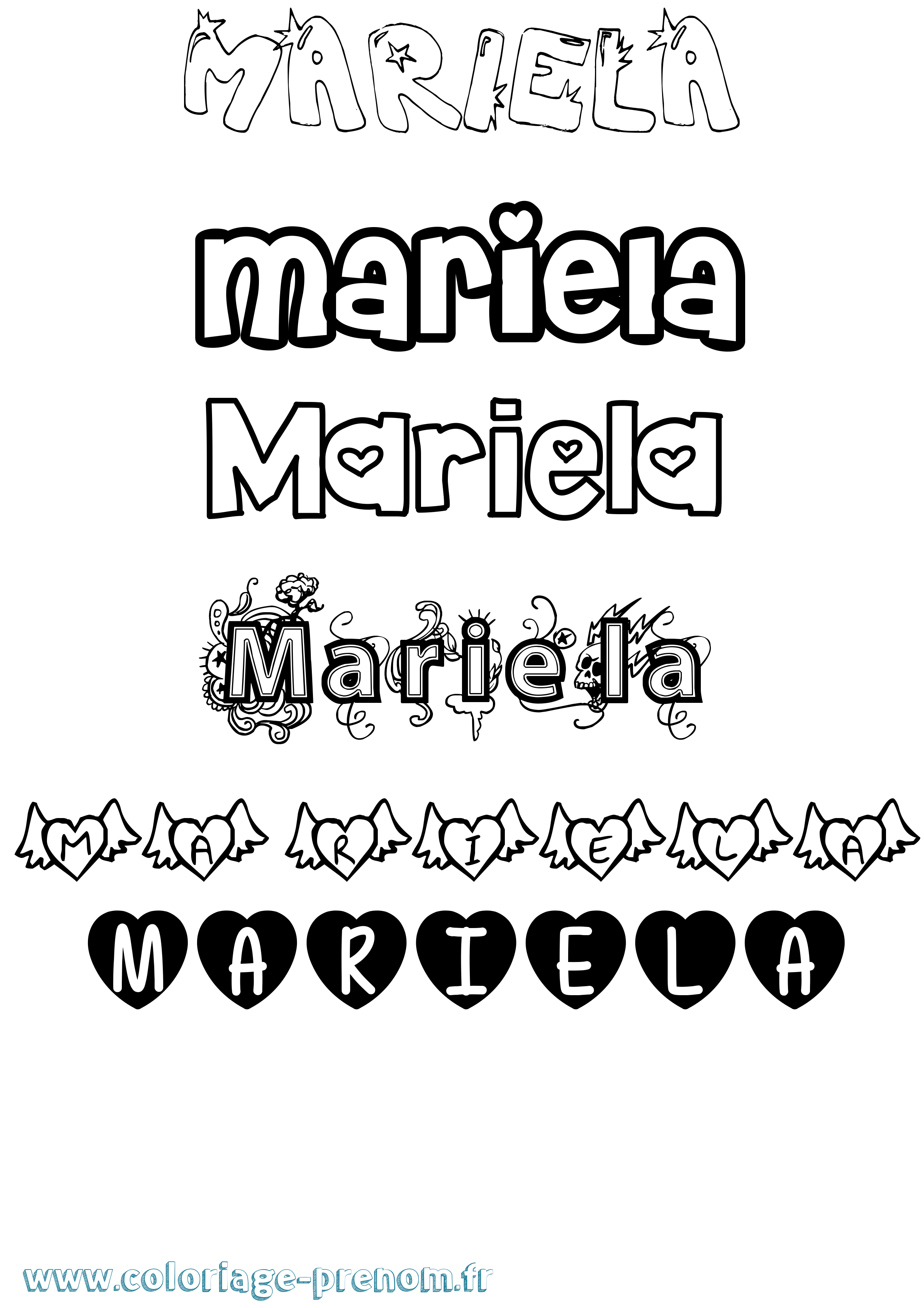 Coloriage Mariela Girly Coloriage prénom Mariela Girly