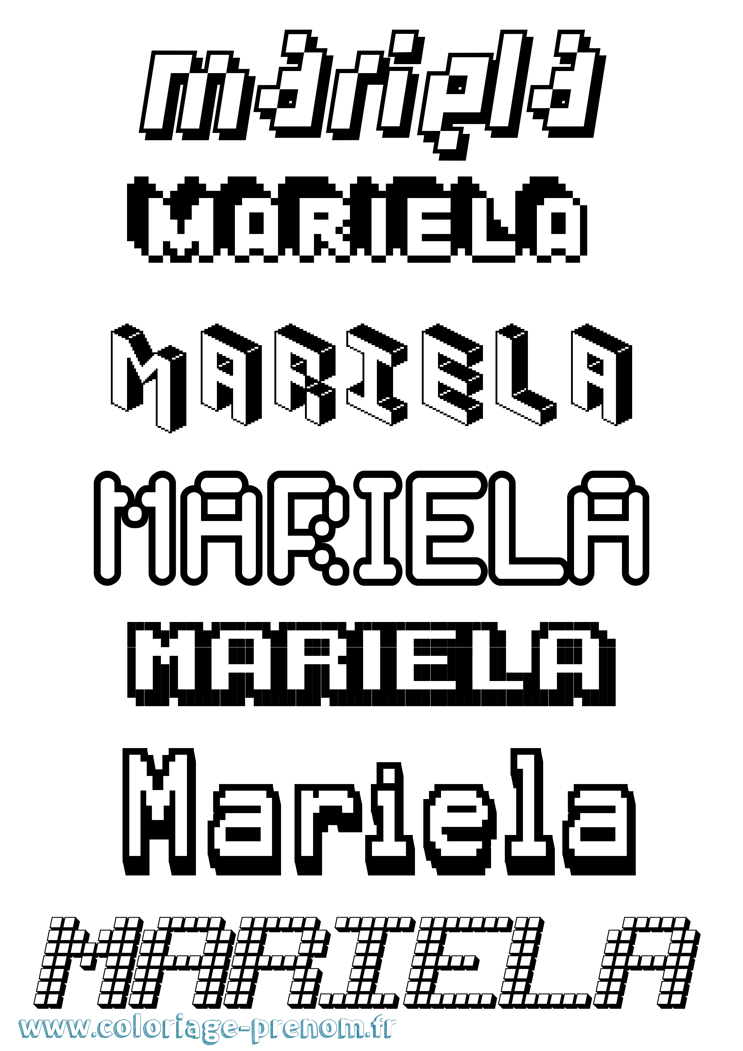 Coloriage Mariela Pixel Coloriage prénom Mariela Pixel