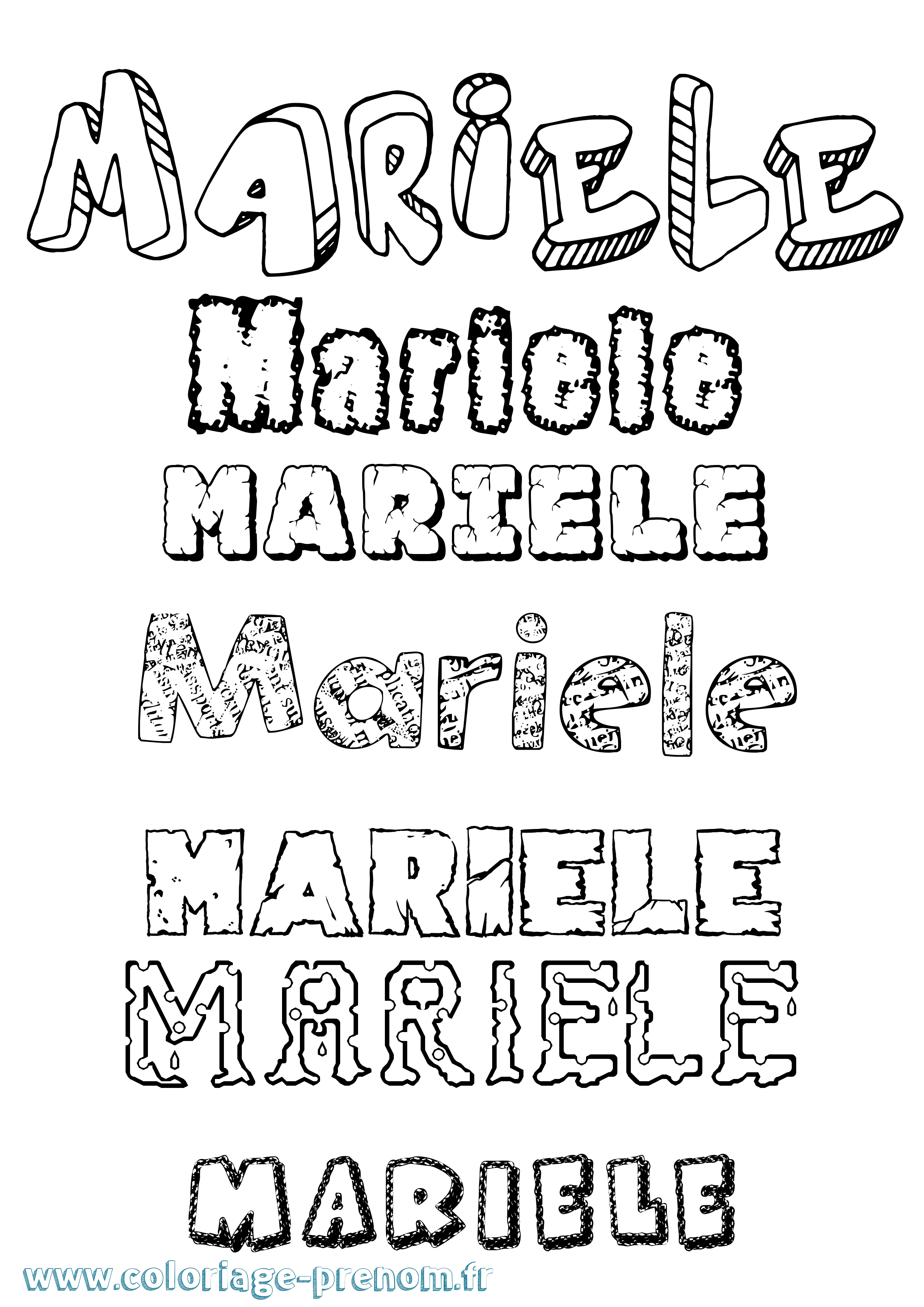 Coloriage Mariele Destructuré Coloriage prénom Mariele Destructuré