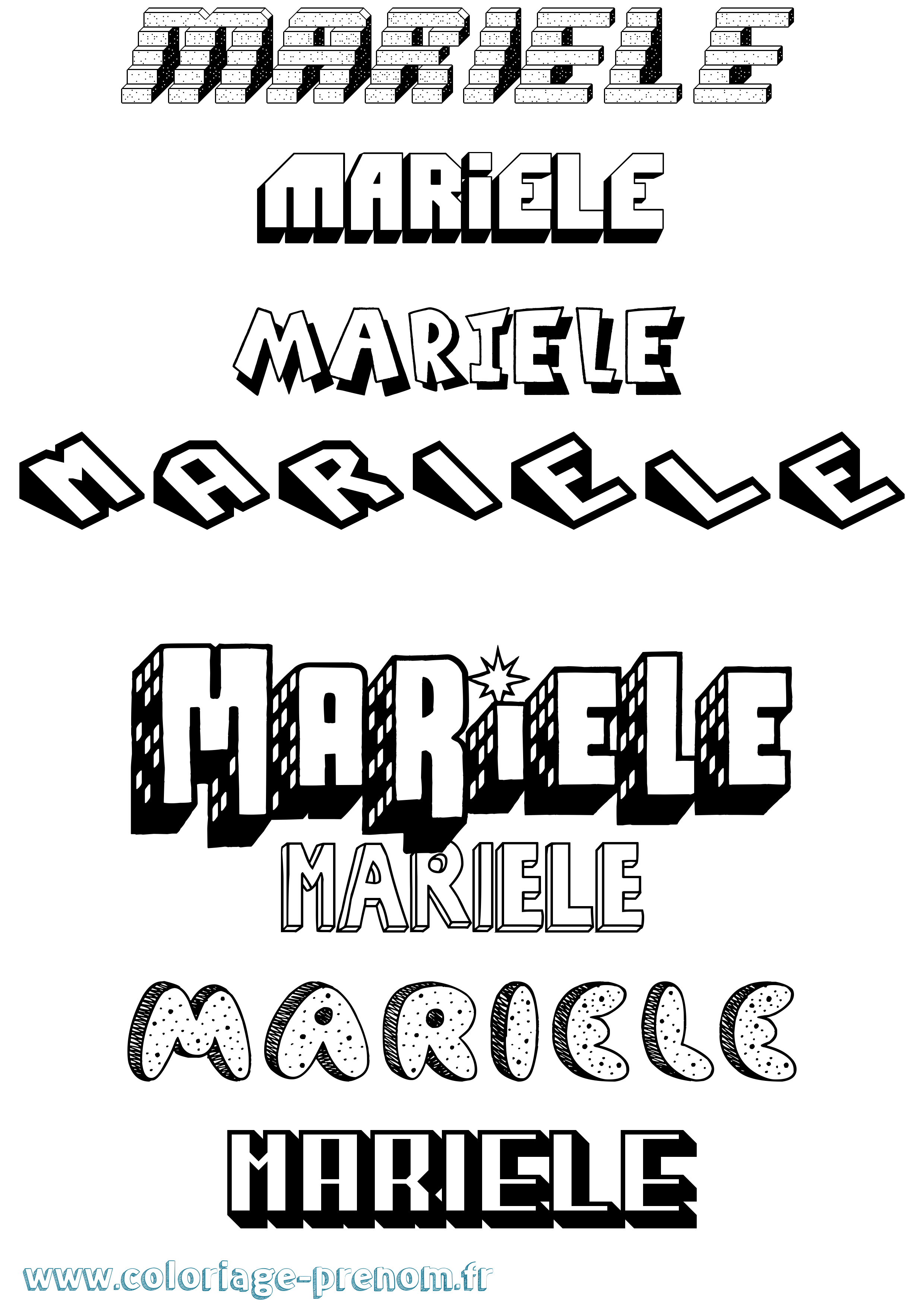 Coloriage Mariele Effet 3D Coloriage prénom Mariele Effet 3D