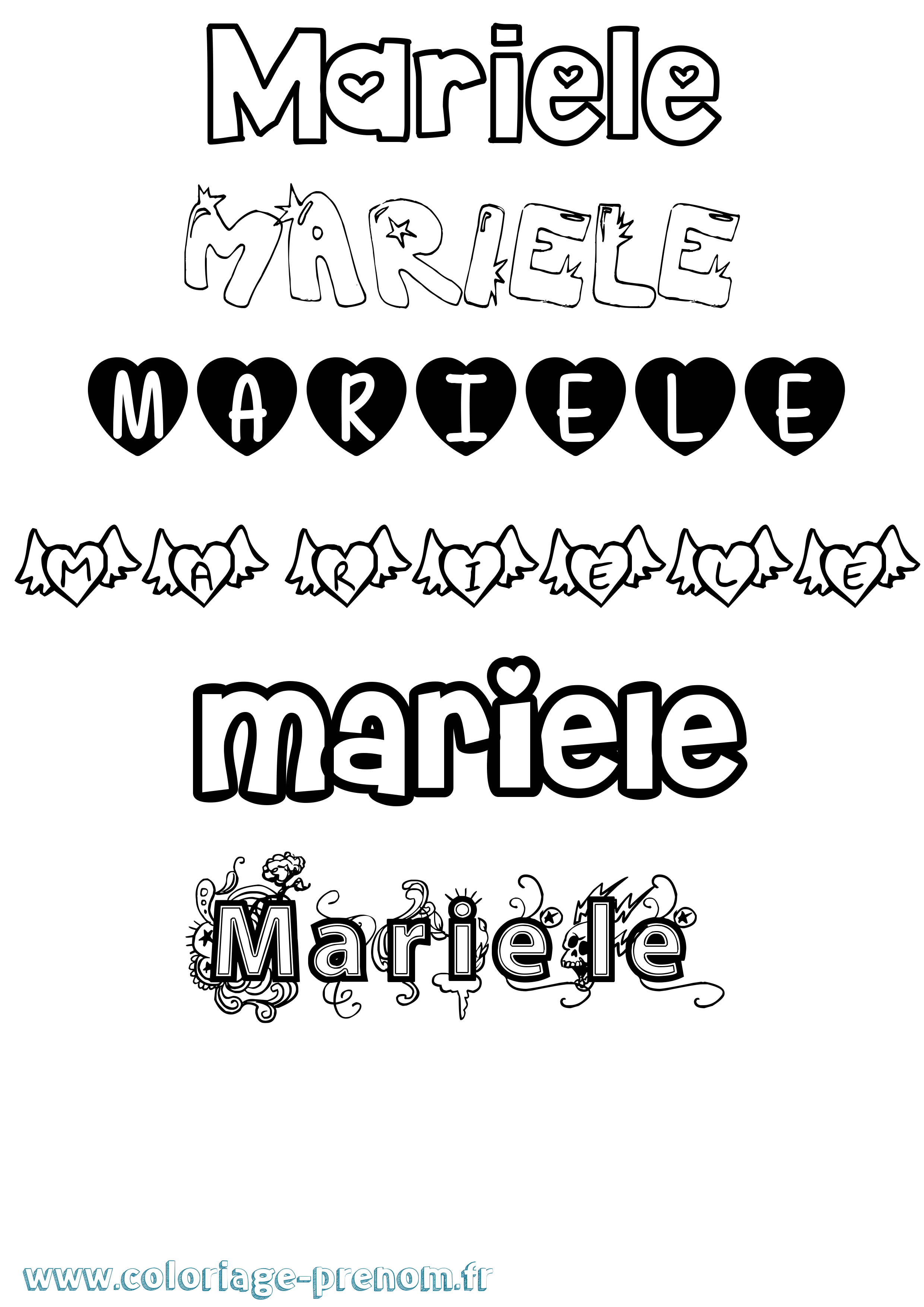 Coloriage Mariele Girly Coloriage prénom Mariele Girly