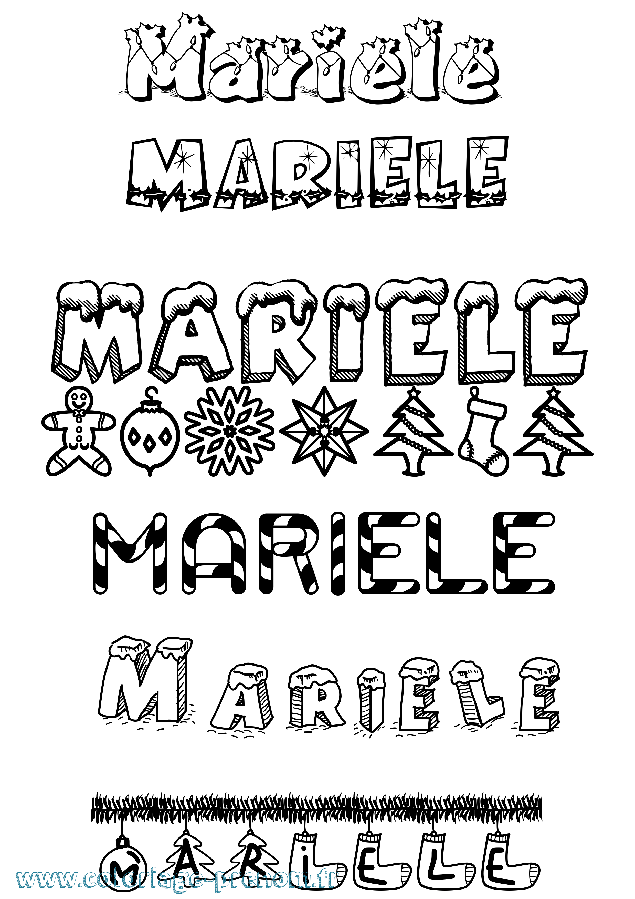 Coloriage Mariele Noël Coloriage prénom Mariele Noël