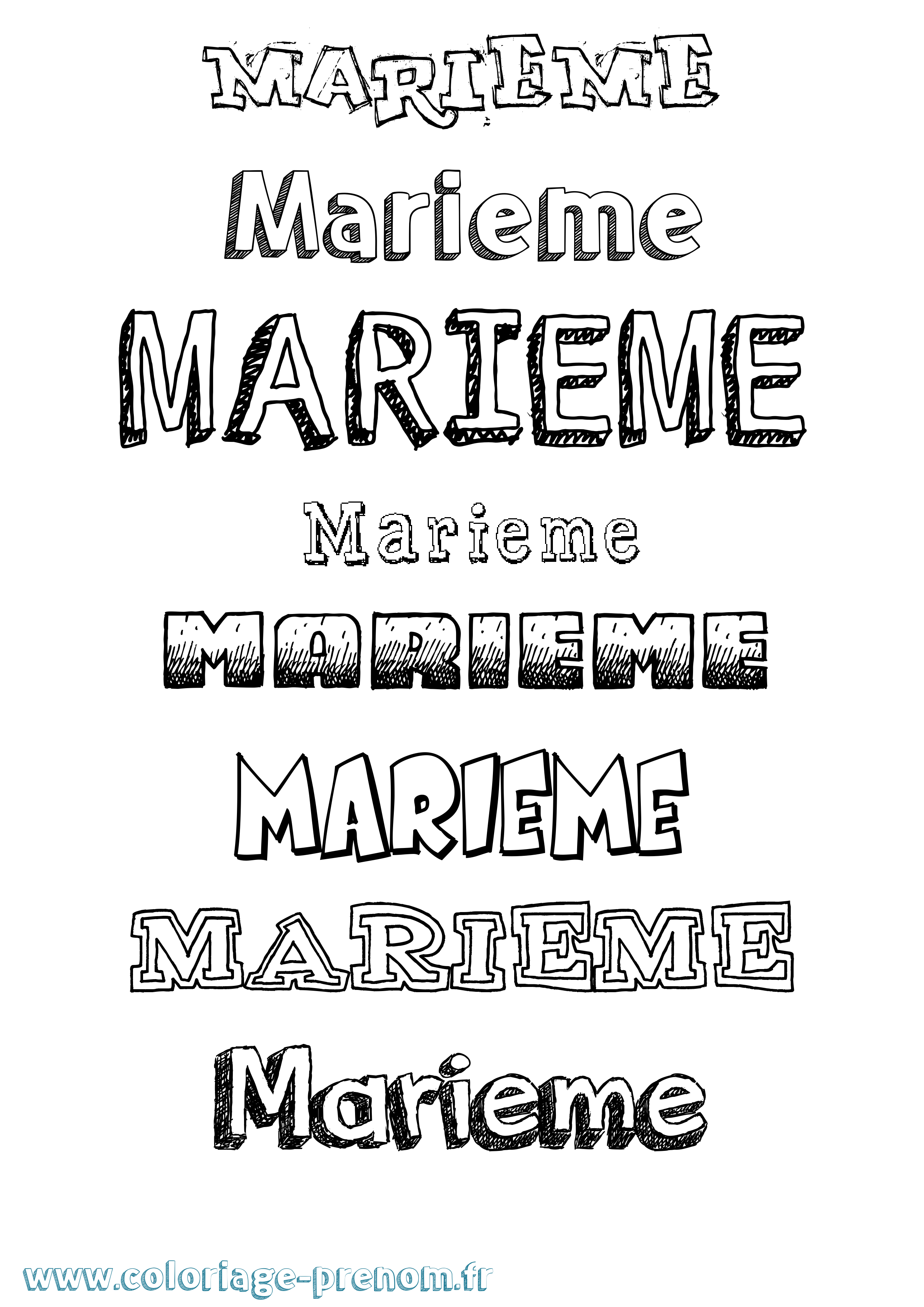 Coloriage Marieme Dessiné Coloriage prénom Marieme Dessiné