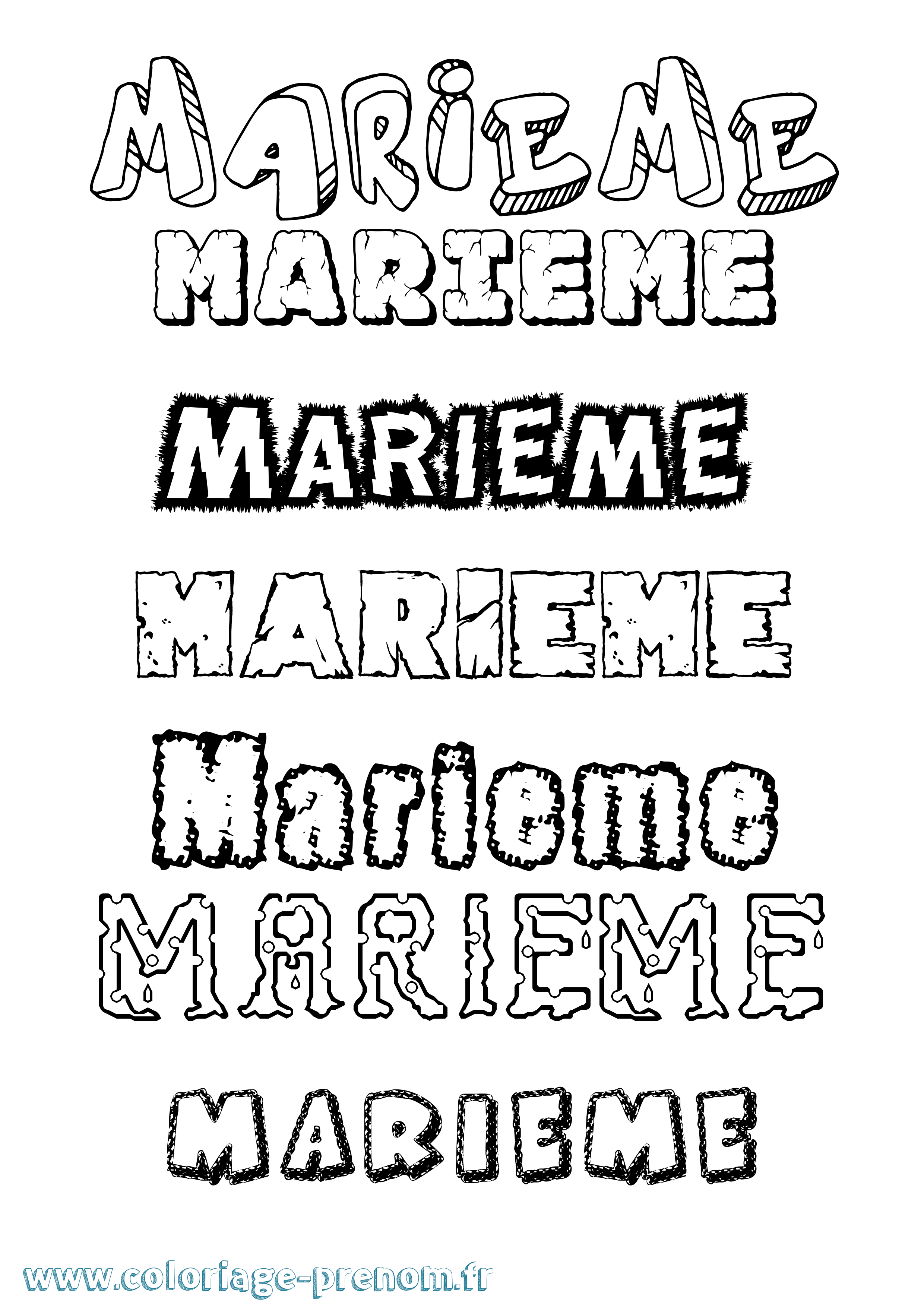 Coloriage Marieme Destructuré Coloriage prénom Marieme Destructuré