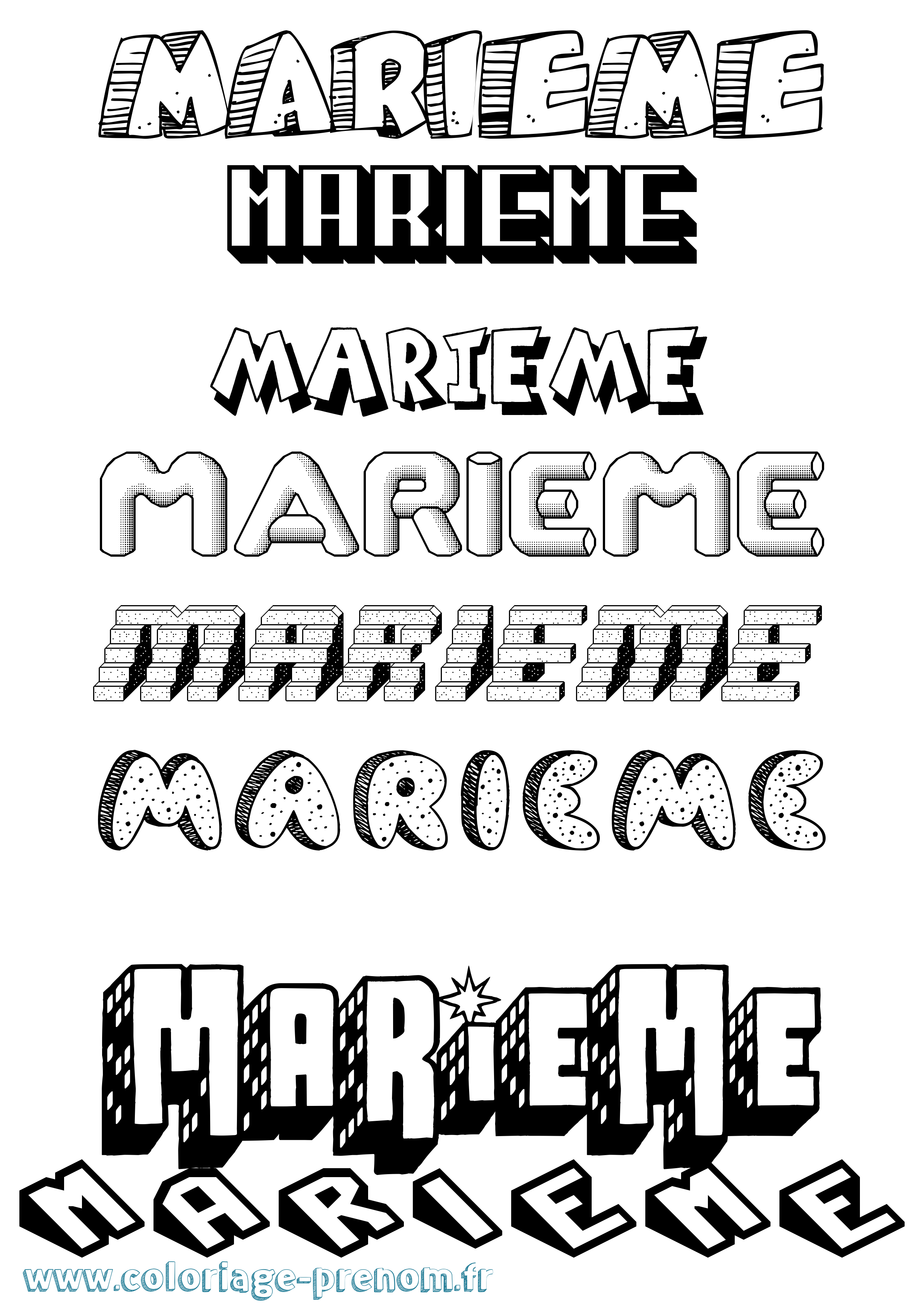 Coloriage Marieme Effet 3D Coloriage prénom Marieme Effet 3D