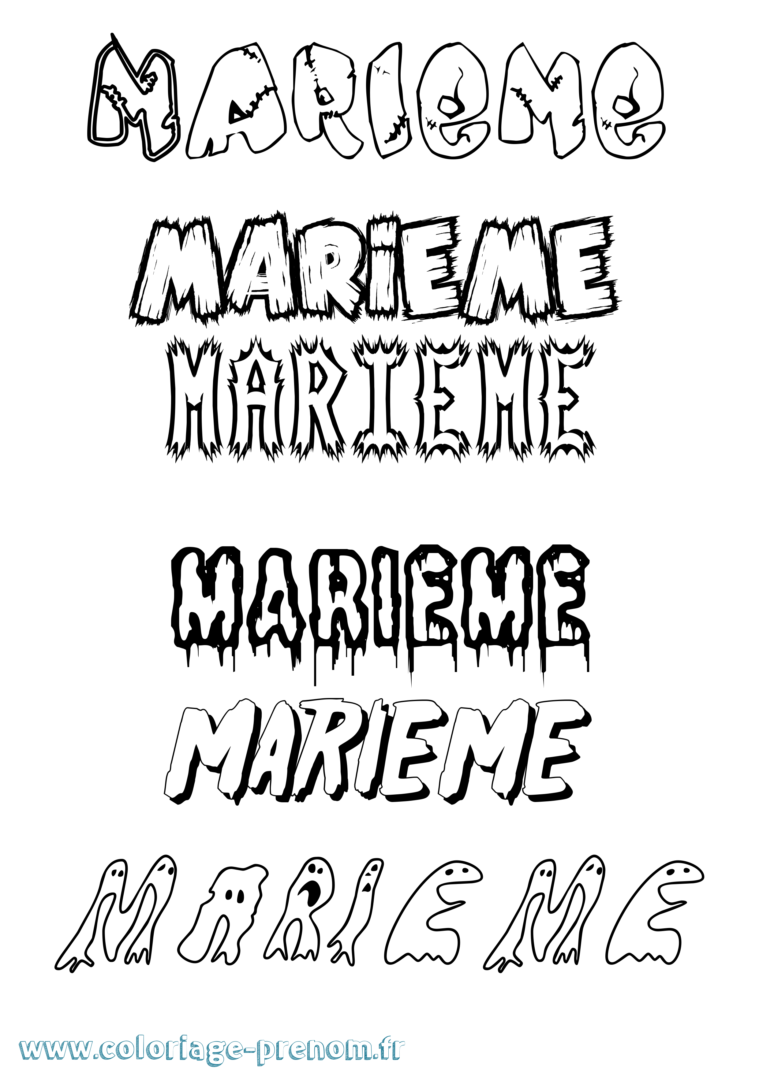 Coloriage Marieme Frisson Coloriage prénom Marieme Frisson