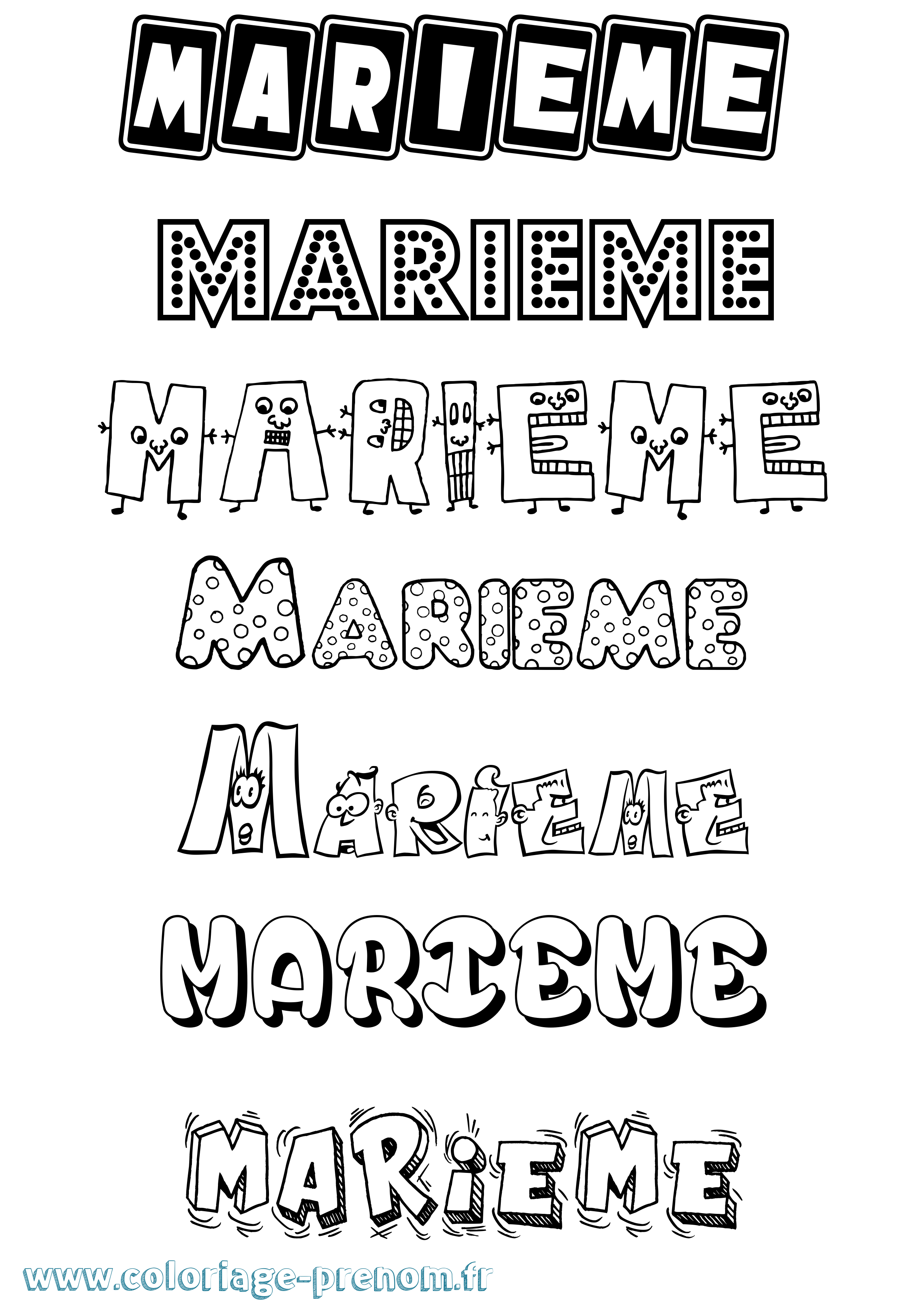 Coloriage Marieme Fun Coloriage prénom Marieme Fun