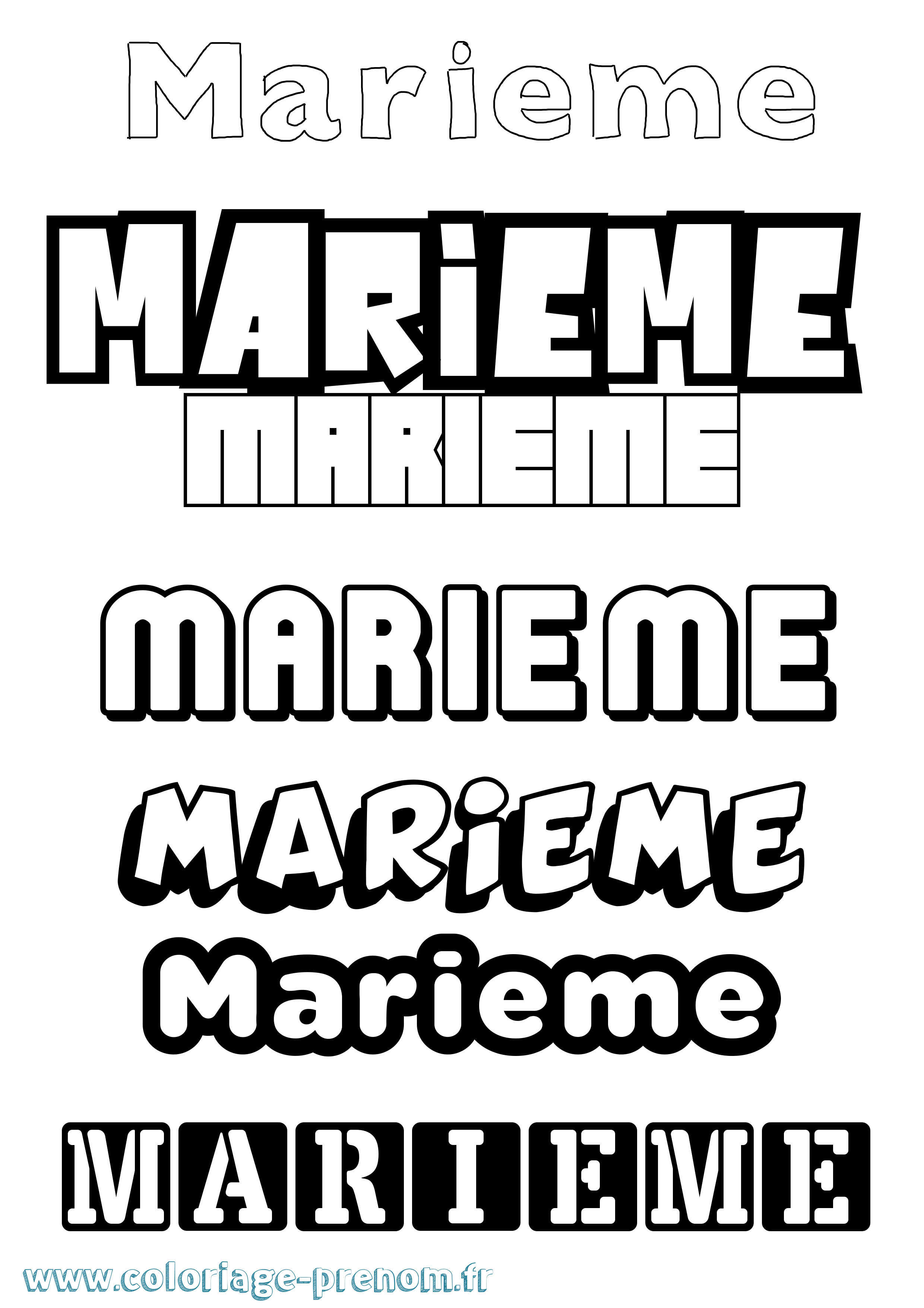 Coloriage Marieme Simple Coloriage prénom Marieme Simple