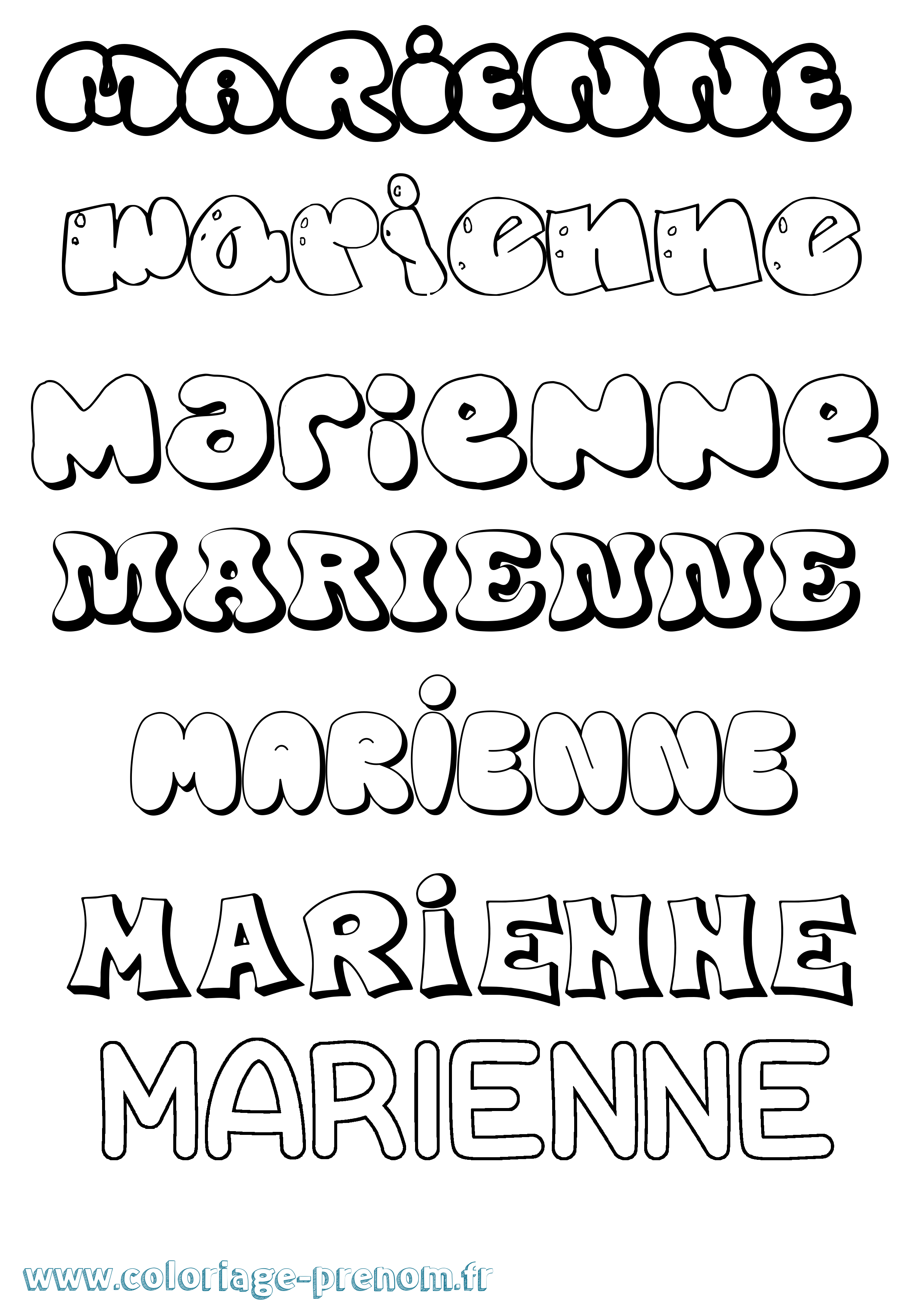 Coloriage Marienne Bubble Coloriage prénom Marienne Bubble