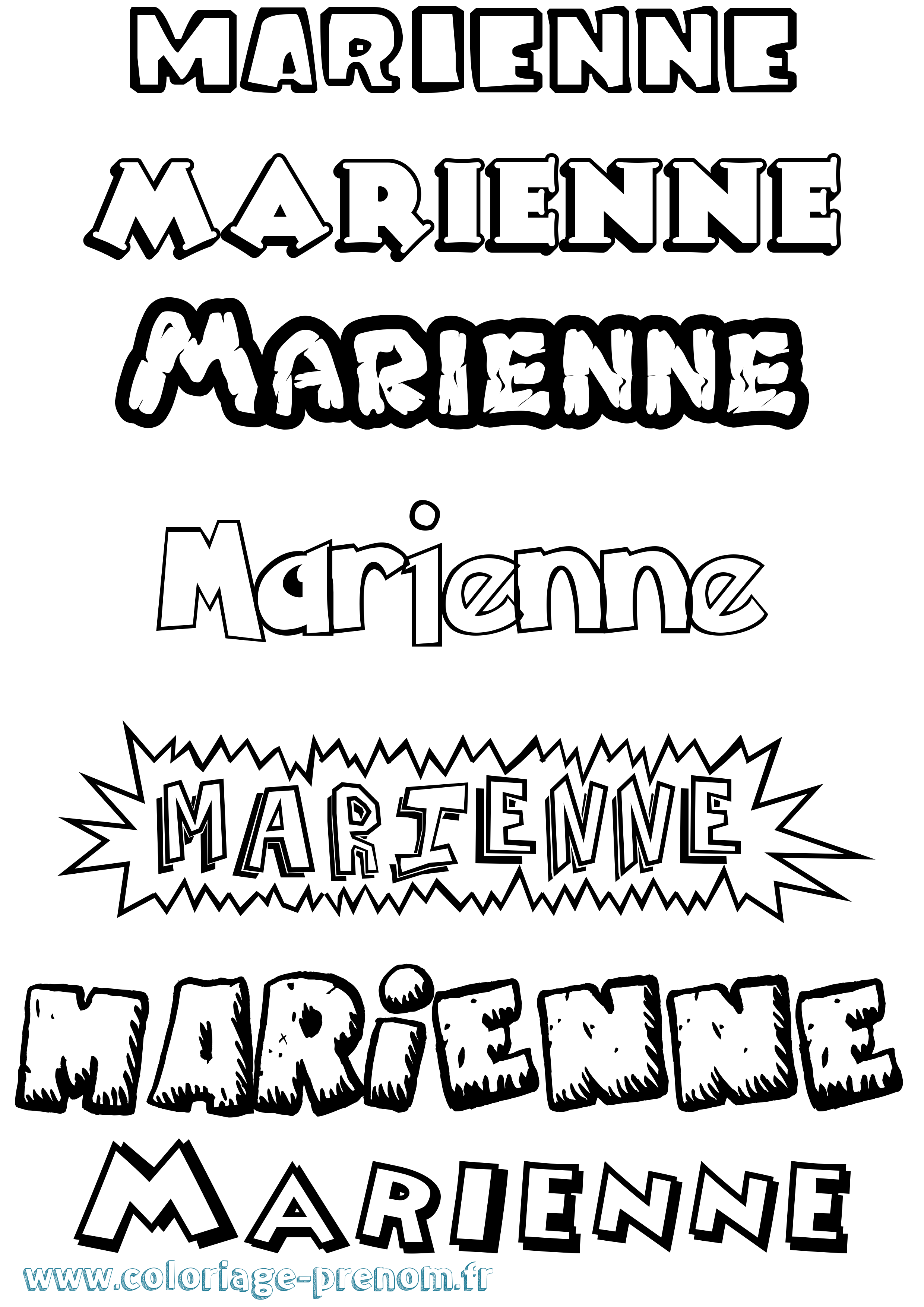 Coloriage Marienne Dessin Animé Coloriage prénom Marienne Dessin Animé