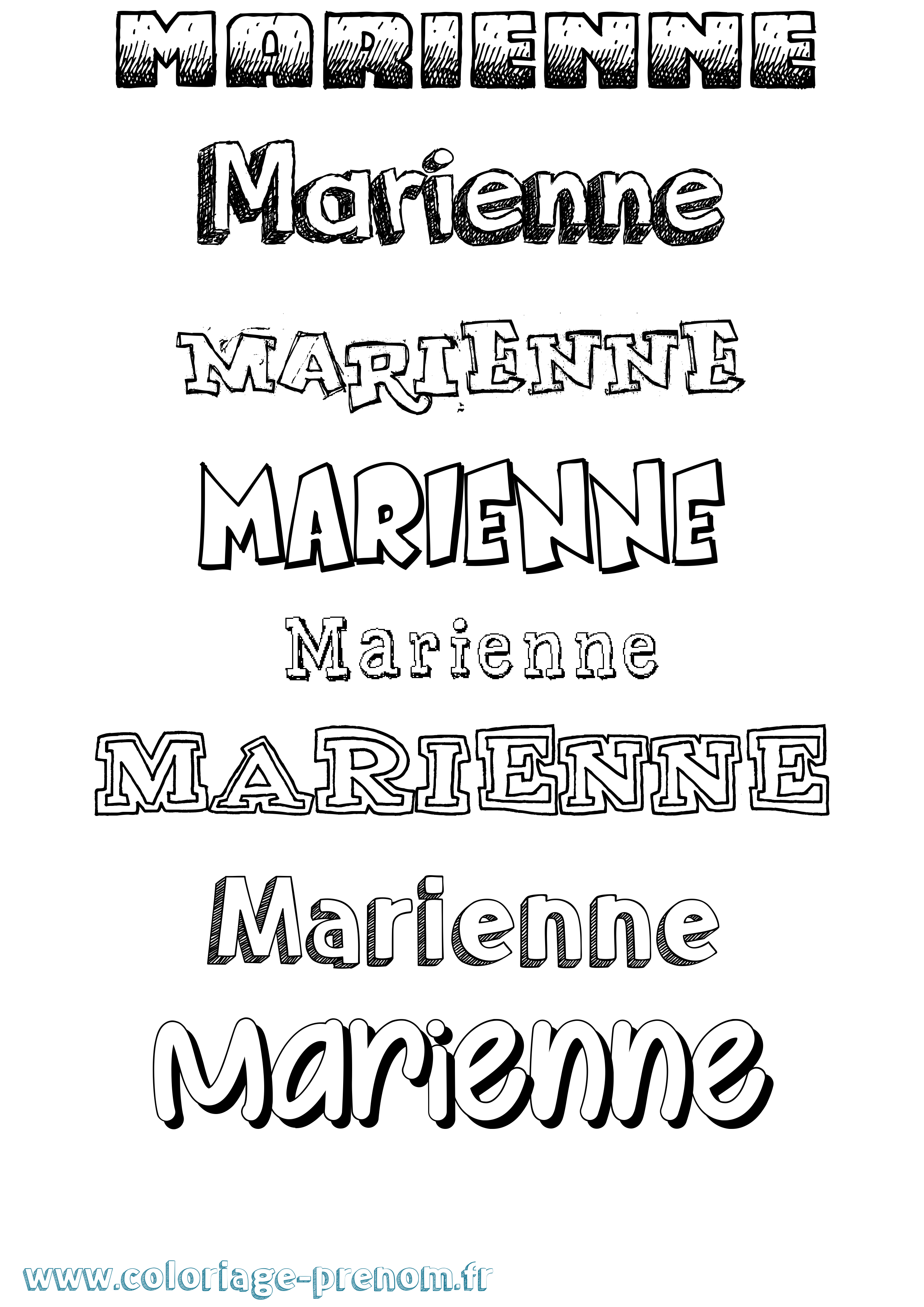 Coloriage Marienne Dessiné Coloriage prénom Marienne Dessiné